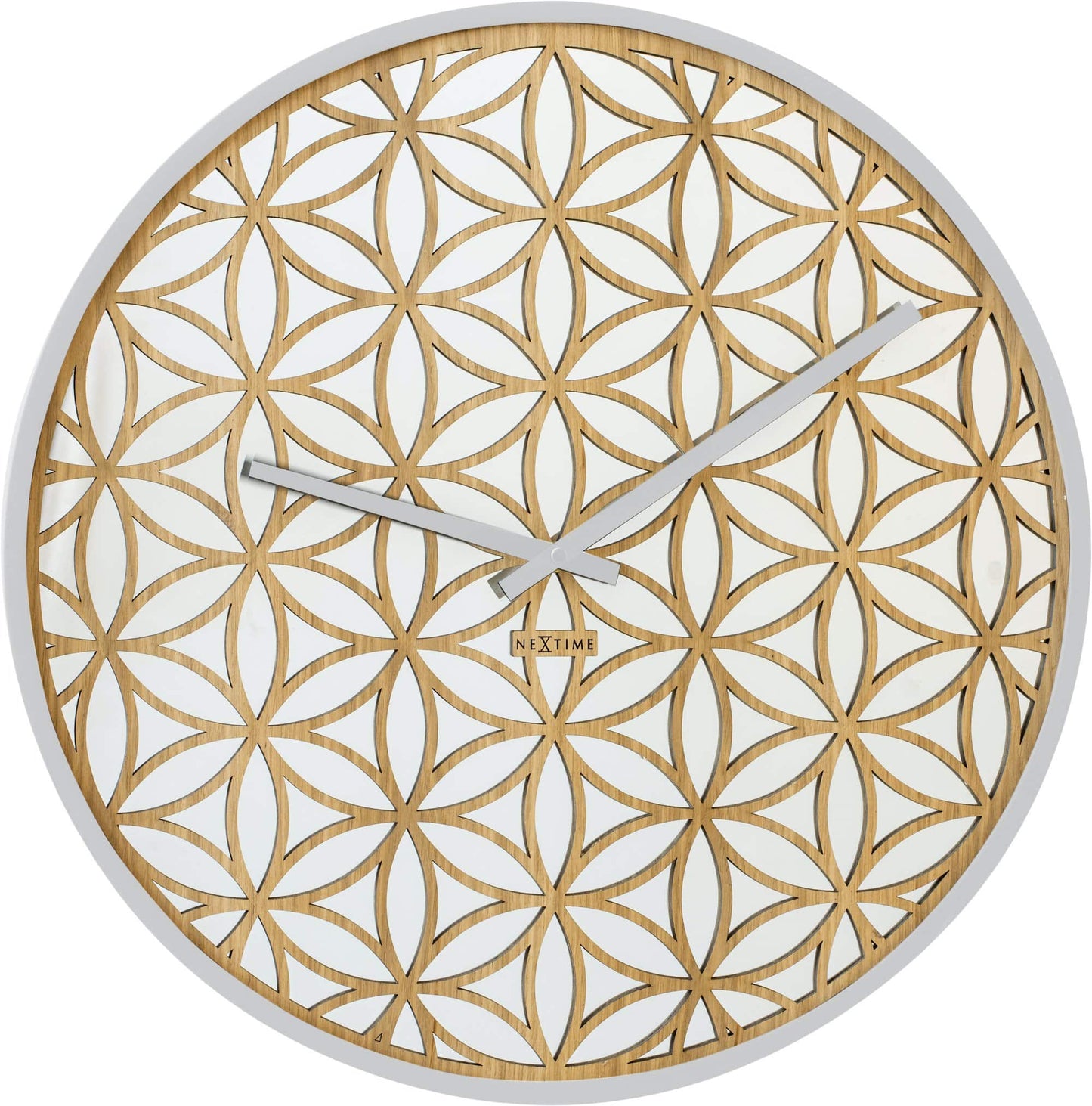 Wall clock - 50 cm - Wood/Mirror - 'Bella Mirror'