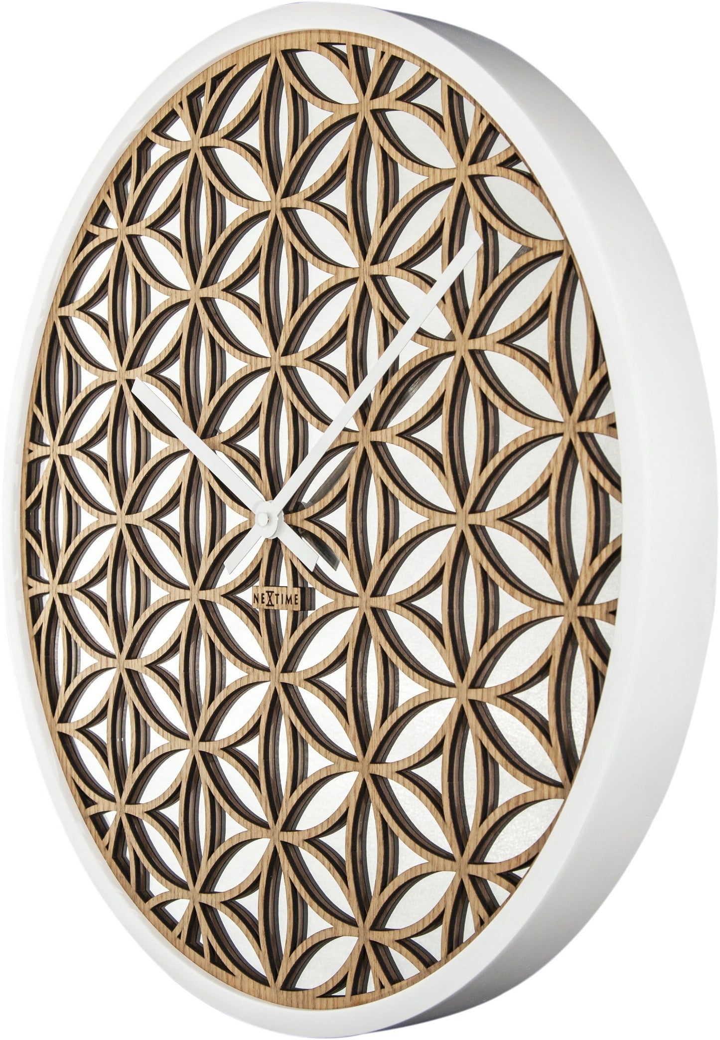 Wall clock - 50 cm - Wood/Mirror - 'Bella Mirror'