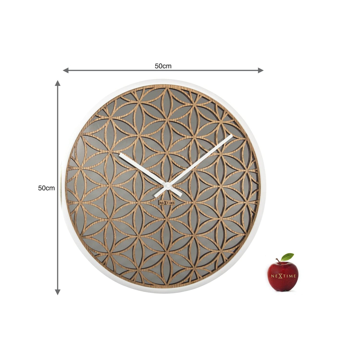 Wall clock - 50 cm - Wood/Mirror - 'Bella Mirror'