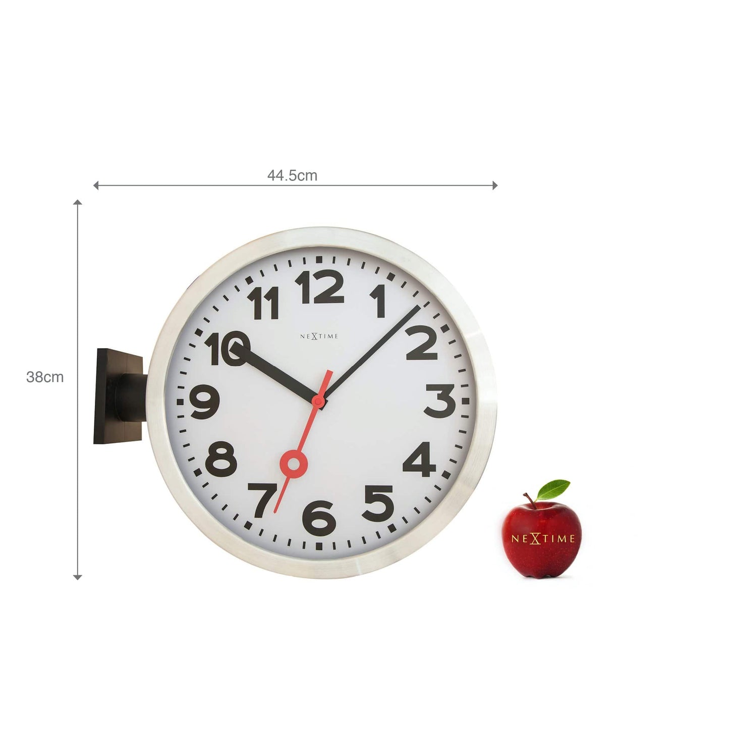 Wall clock - 36 cm - Aluminum/Glass - 'Station Double'