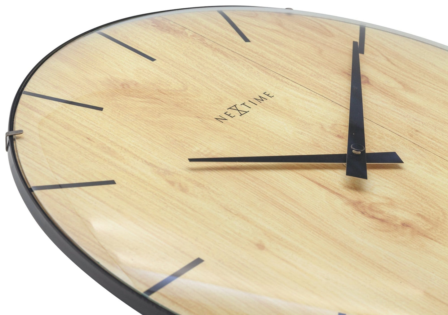 Wall clock - 35 cm - Dome Glass - 'Edge Wood Dome'