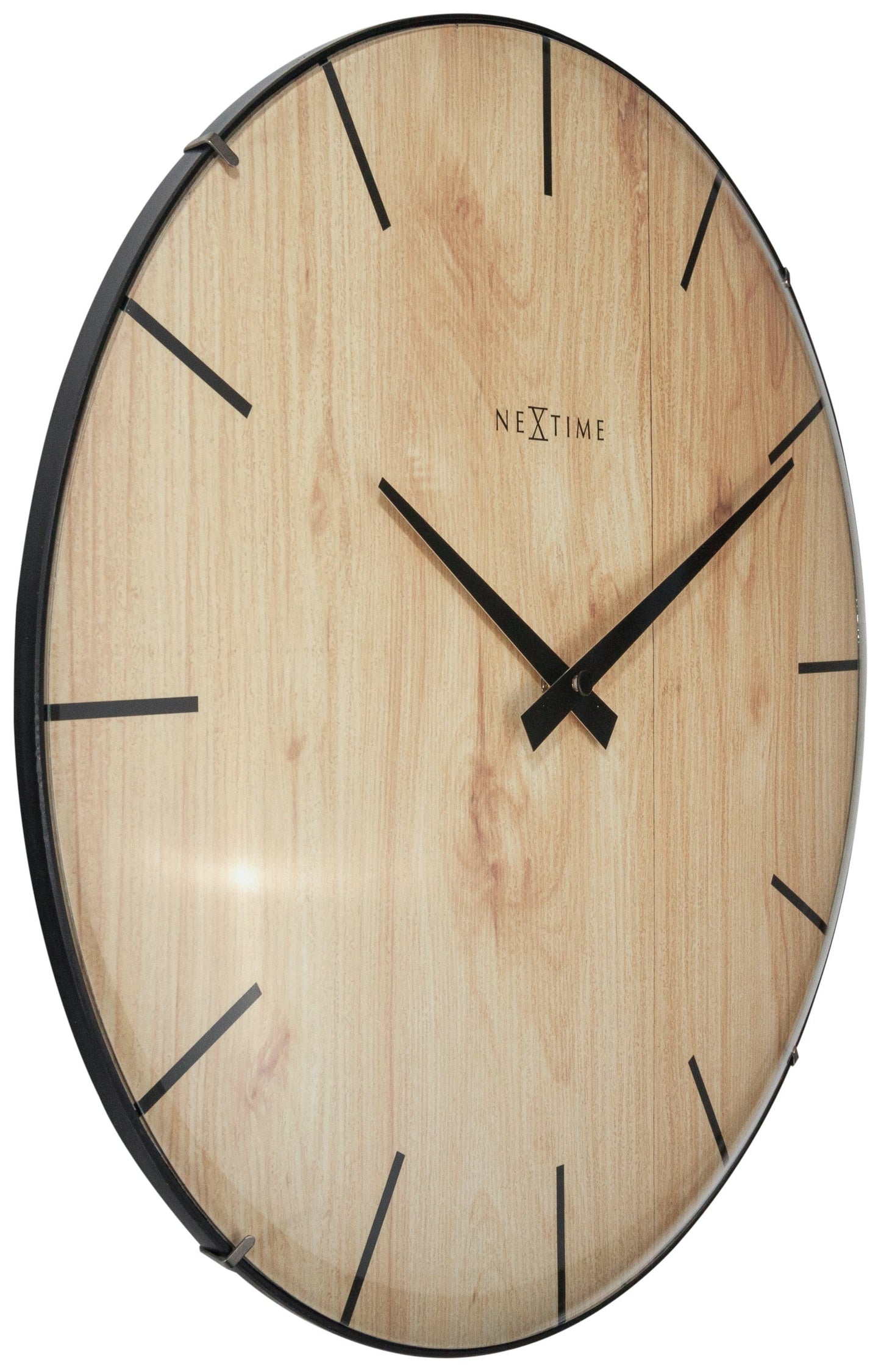 Wall clock - 35 cm - Dome Glass - 'Edge Wood Dome'