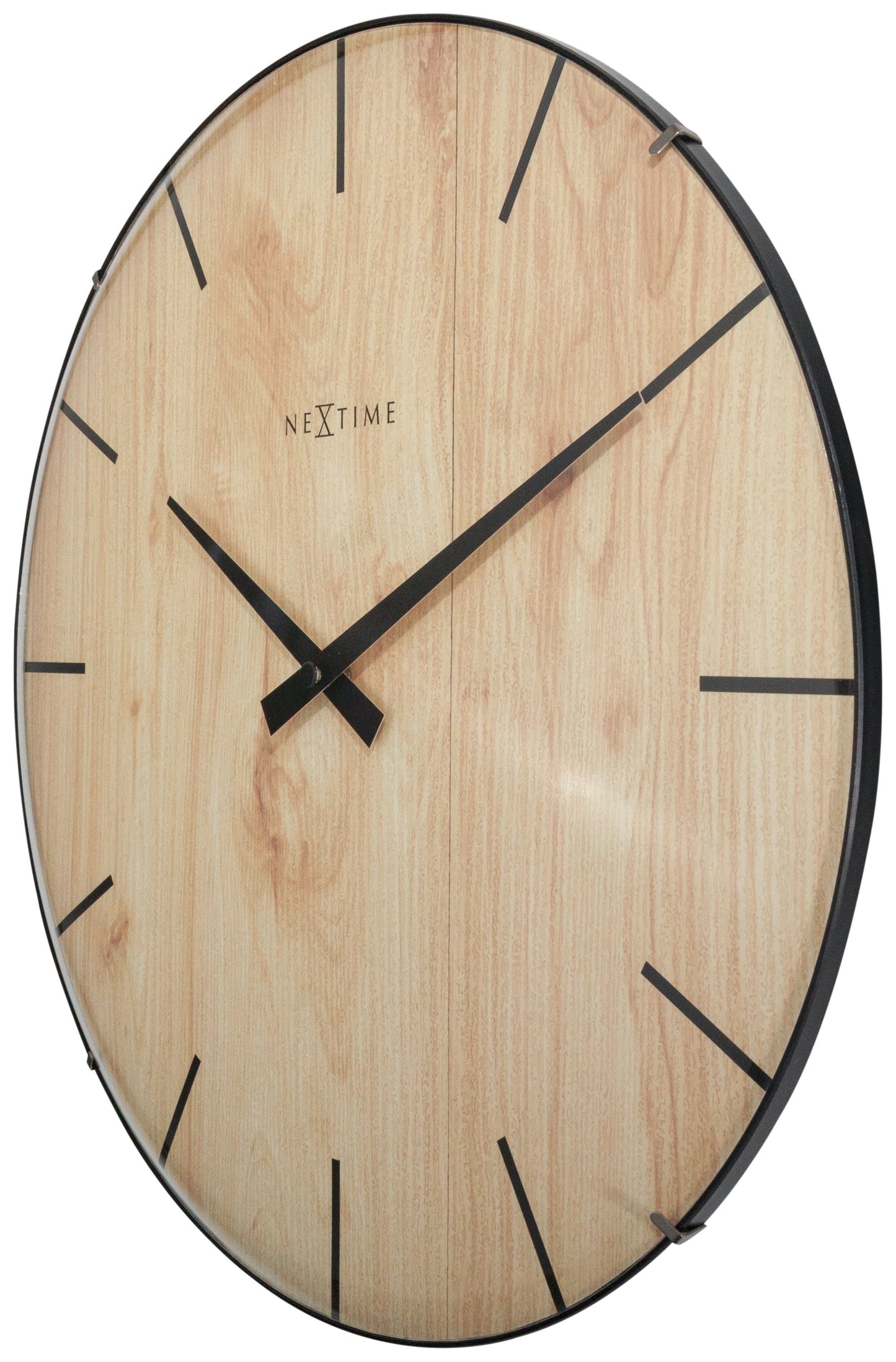 Wall clock - 35 cm - Dome Glass - 'Edge Wood Dome'