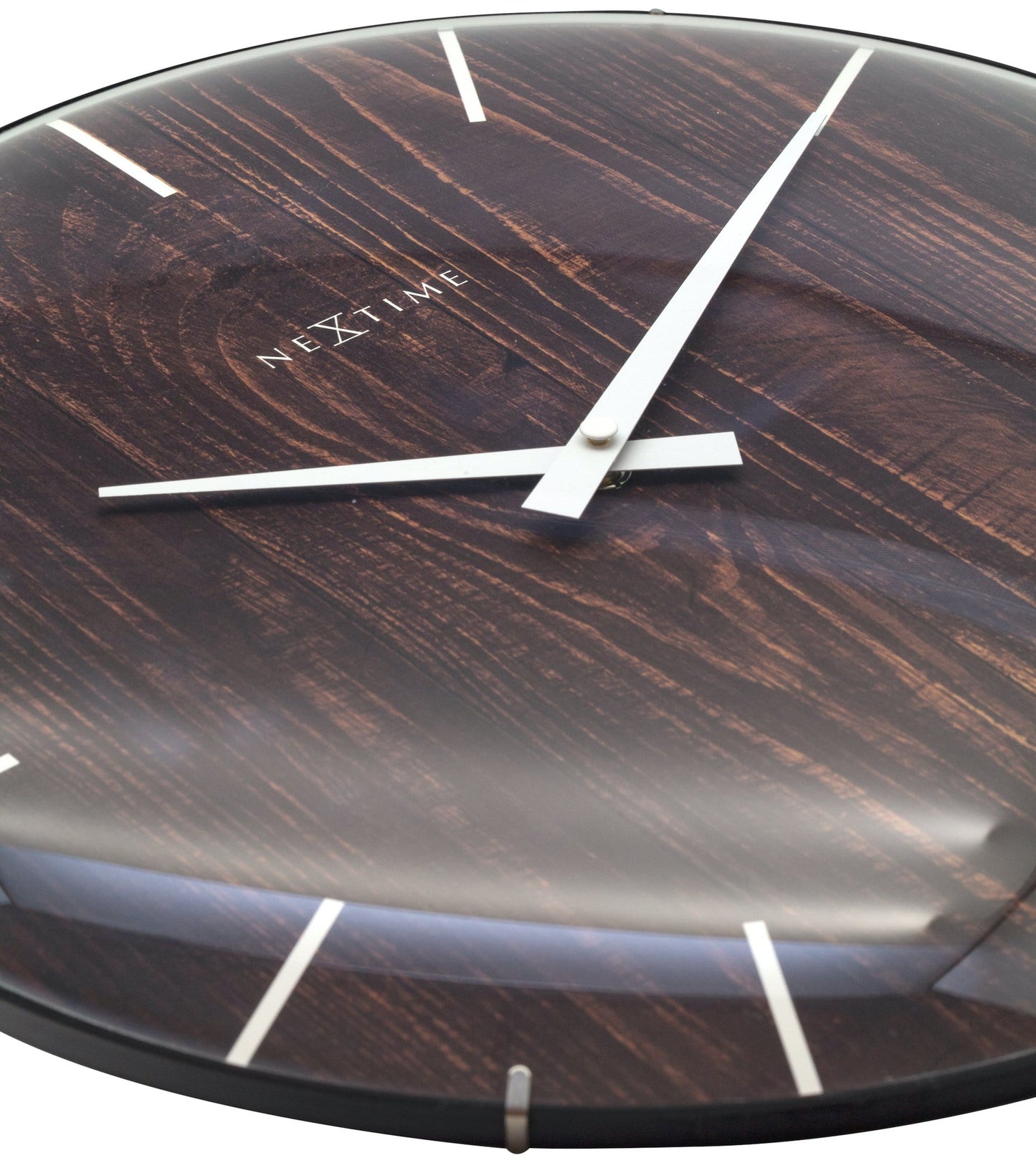Wall clock - 35 cm - Dome Glass - 'Edge Wood Dome'