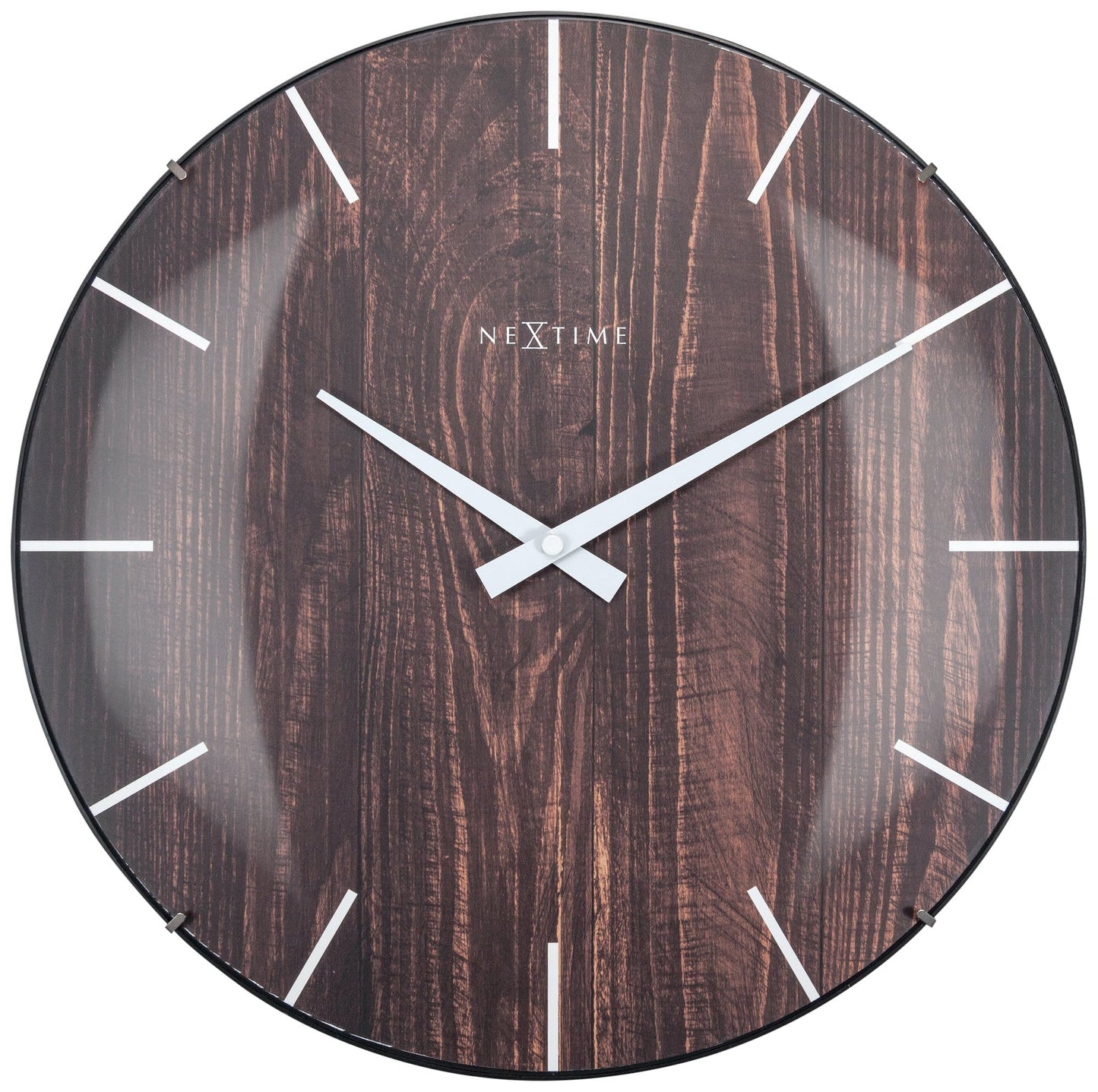 Wall clock - 35 cm - Dome Glass - 'Edge Wood Dome'