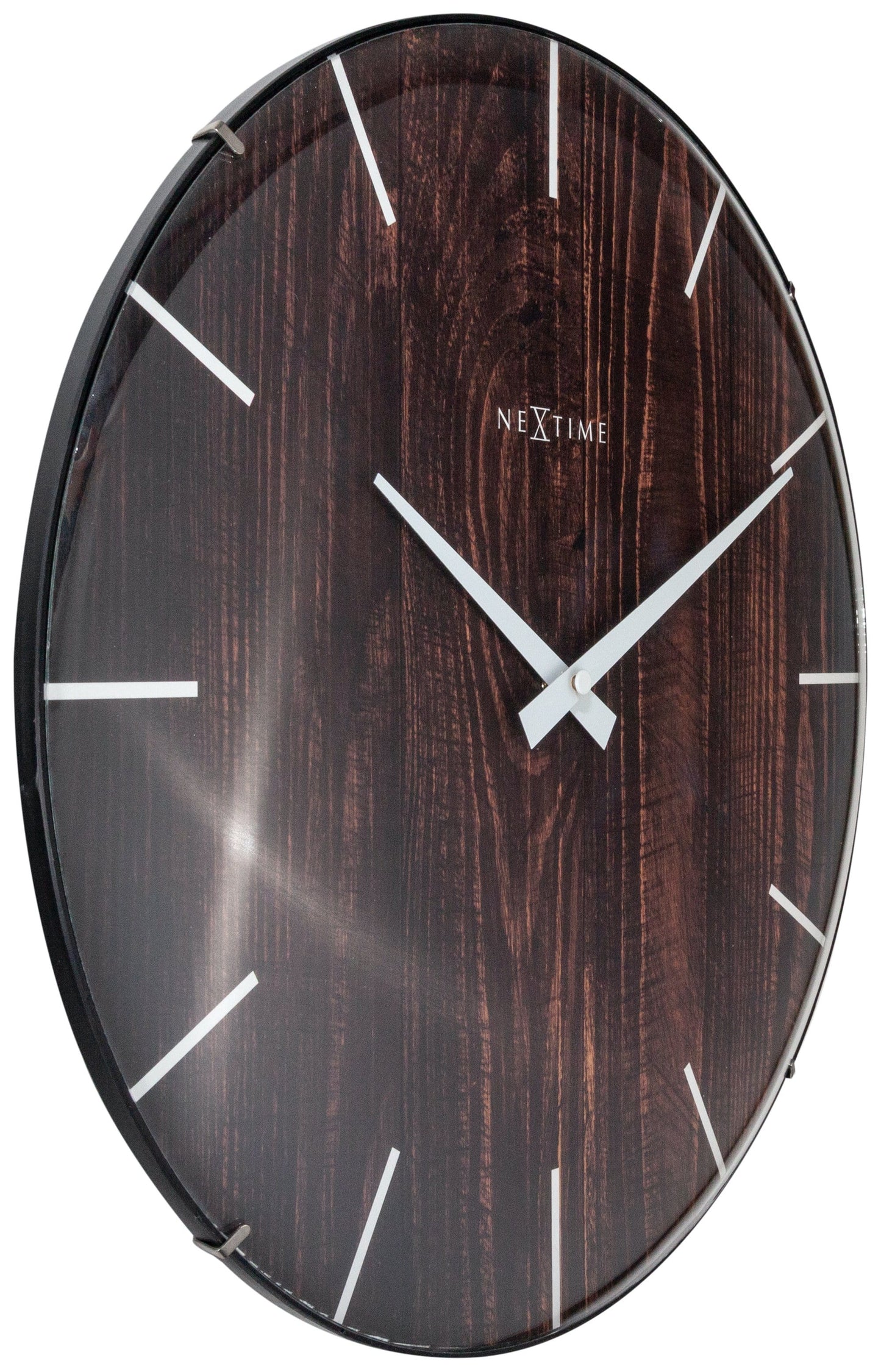 Wall clock - 35 cm - Dome Glass - 'Edge Wood Dome'