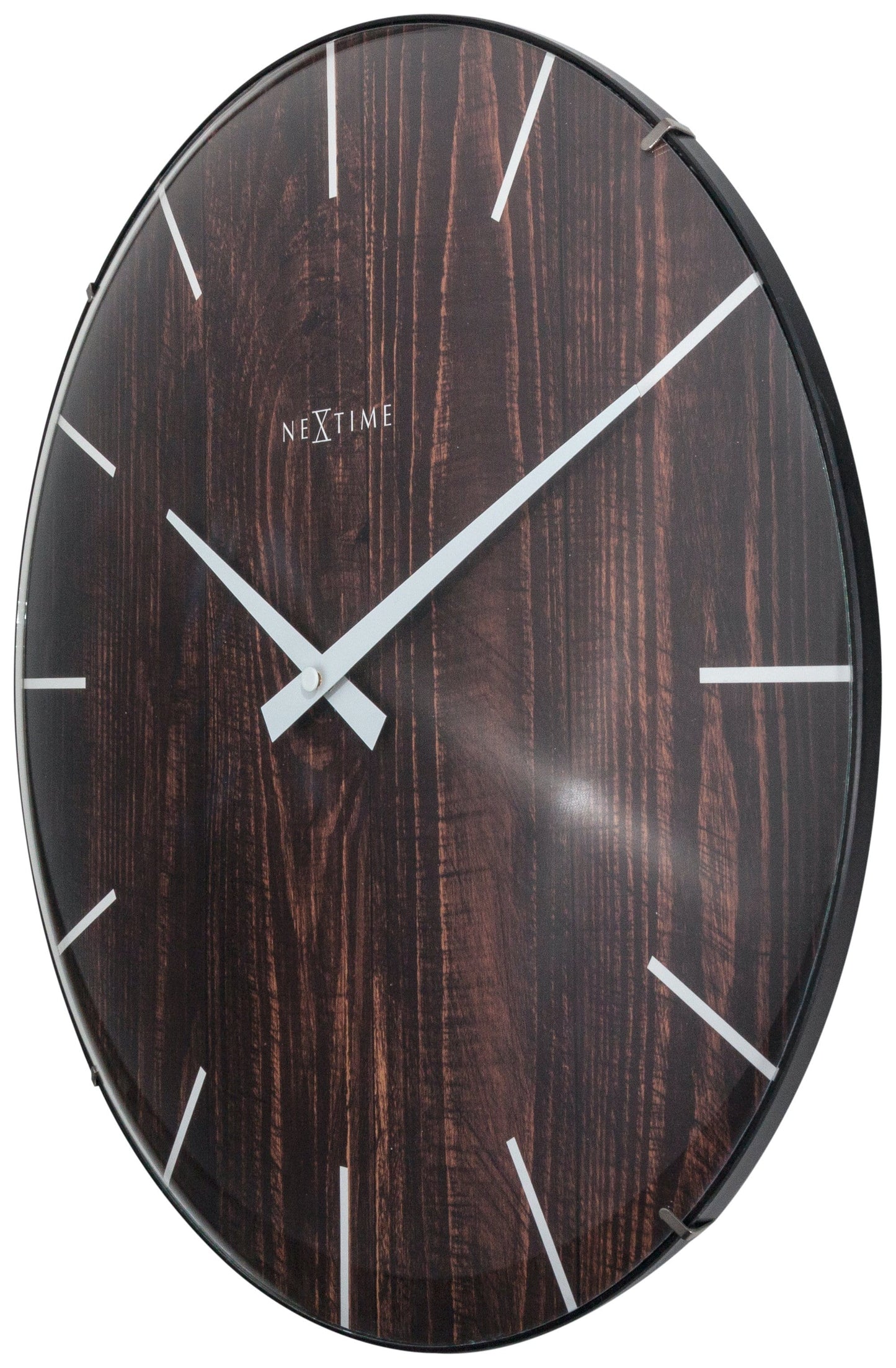 Wall clock - 35 cm - Dome Glass - 'Edge Wood Dome'