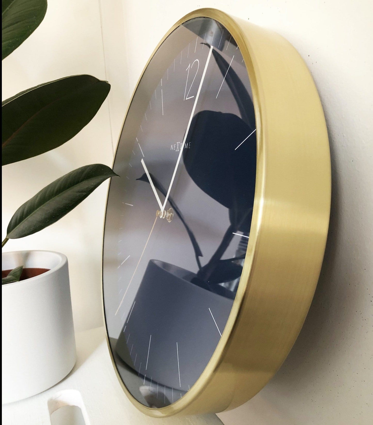 Wall clock - 34 cm - Glass / Metal - Vintage 'Essential Gold'