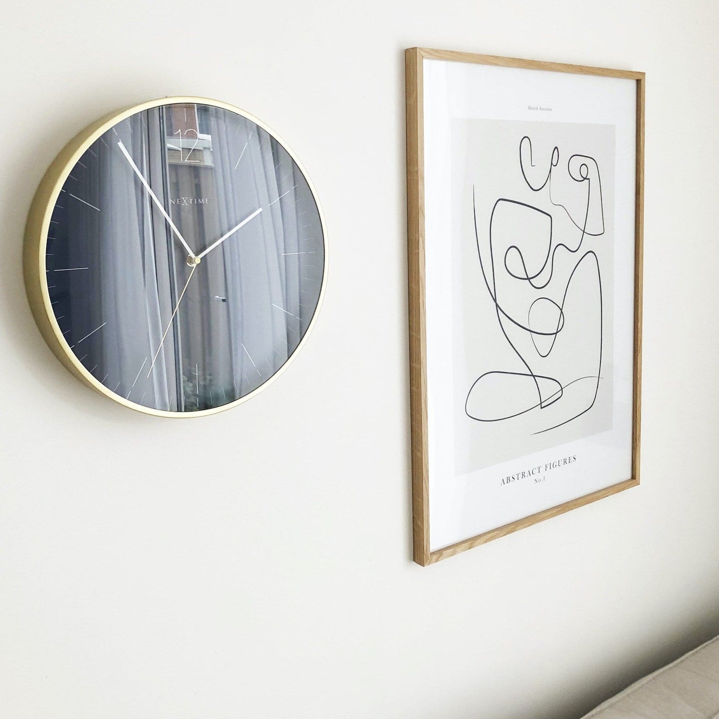 Wall clock - 34 cm - Glass / Metal - Vintage 'Essential Gold'