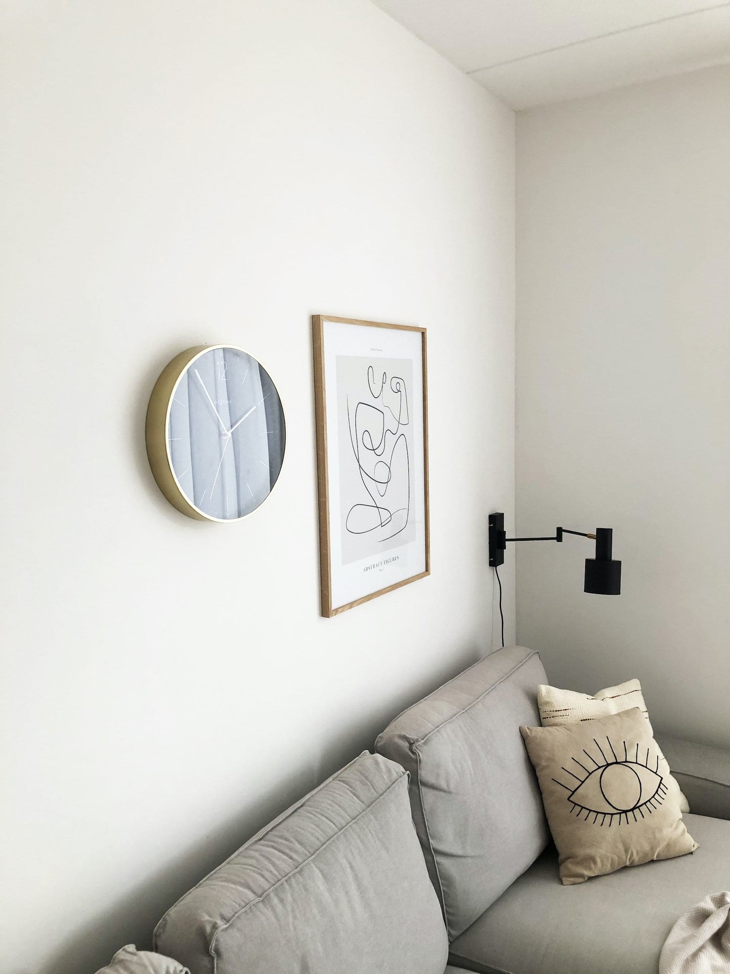 Wall clock - 34 cm - Glass / Metal - Vintage 'Essential Gold'