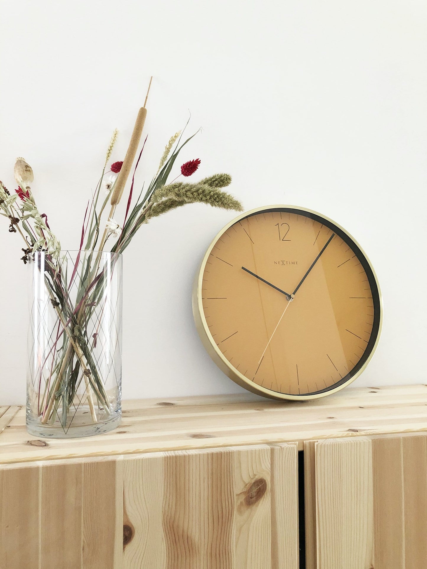Wall clock - 34 cm - Glass / Metal - Vintage 'Essential Gold'