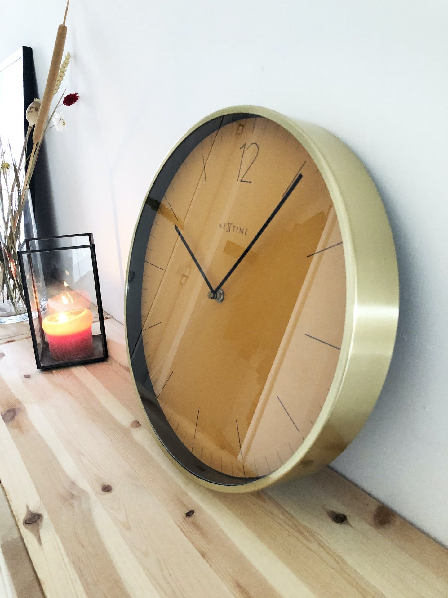 Wall clock - 34 cm - Glass / Metal - Vintage 'Essential Gold'