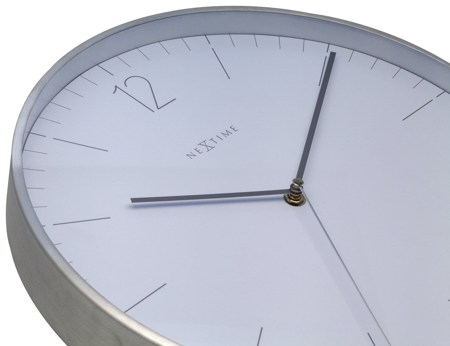Wall clock - 34 cm - Glass / Metal - Elegant 'Essential Silver'