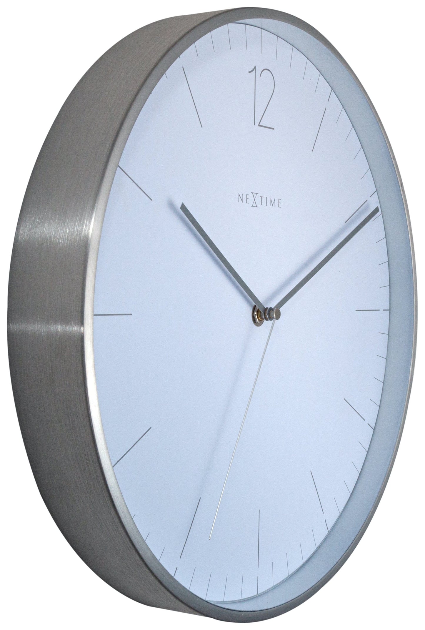 Wall clock - 34 cm - Glass / Metal - Elegant 'Essential Silver'