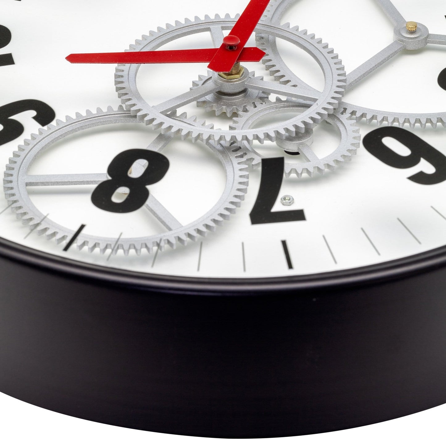Modern Gear Clock With Moving Gears - 36cm - Metal/Glass