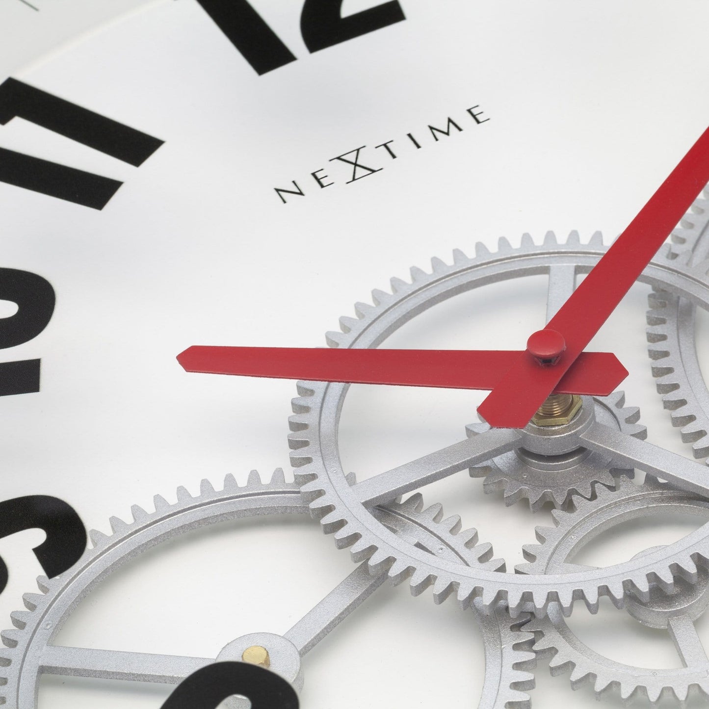 Modern Gear Clock With Moving Gears - 36cm - Metal/Glass