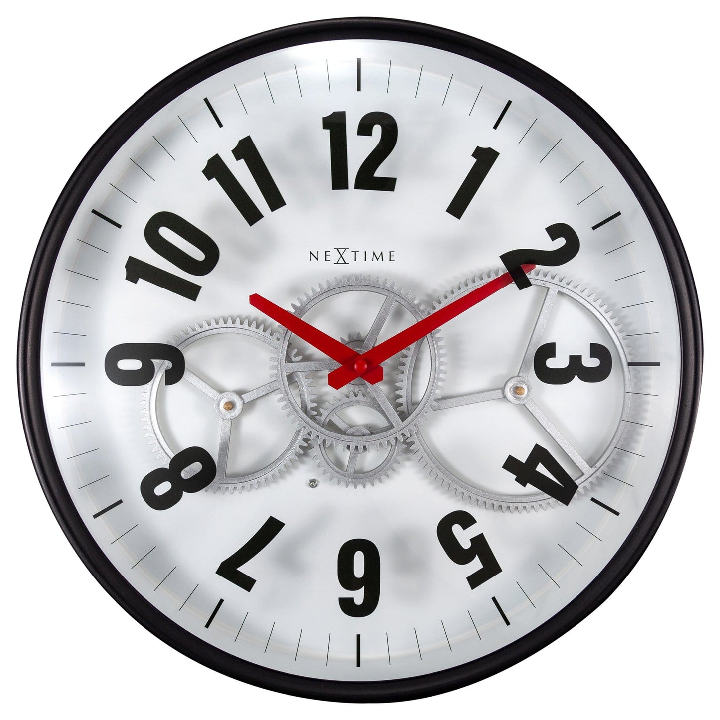 Modern Gear Clock With Moving Gears - 36cm - Metal/Glass