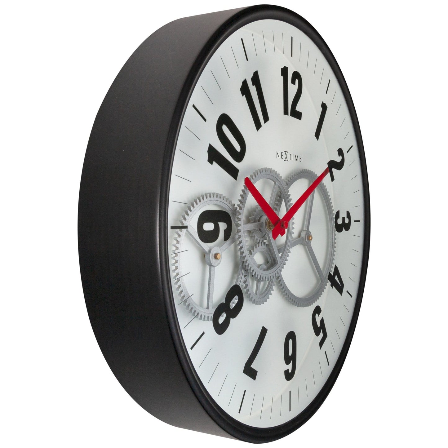 Modern Gear Clock With Moving Gears - 36cm - Metal/Glass