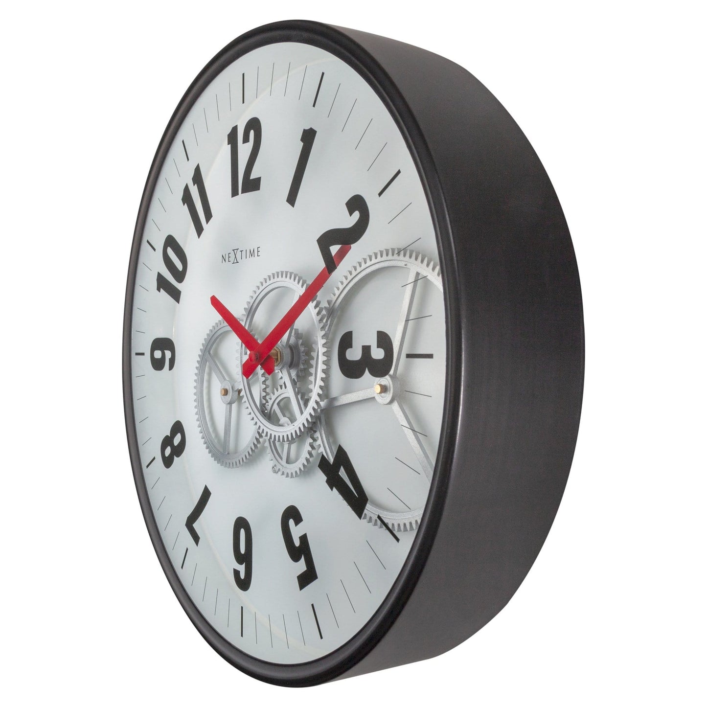 Modern Gear Clock With Moving Gears - 36cm - Metal/Glass