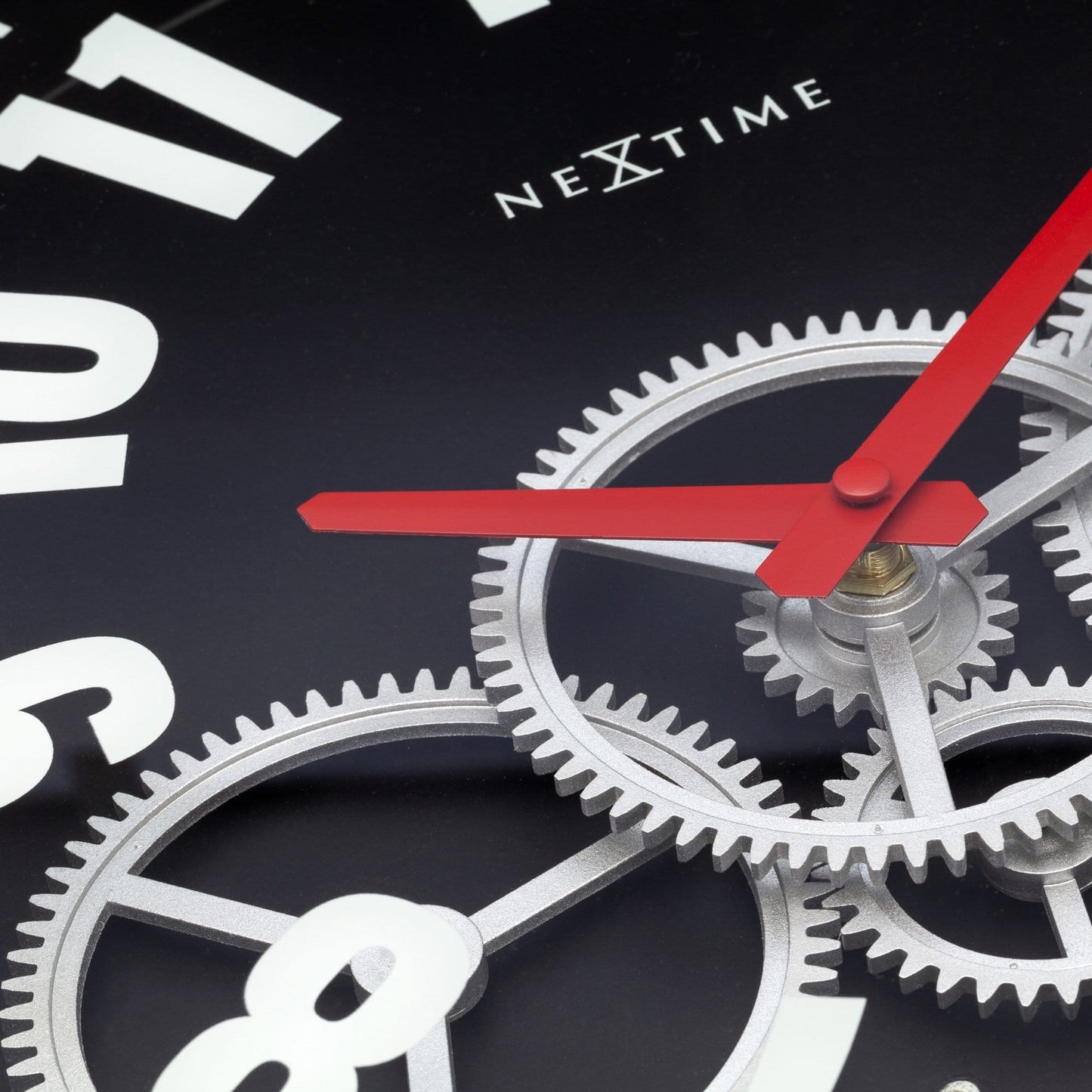Modern Gear Clock With Moving Gears - 36cm - Metal/Glass