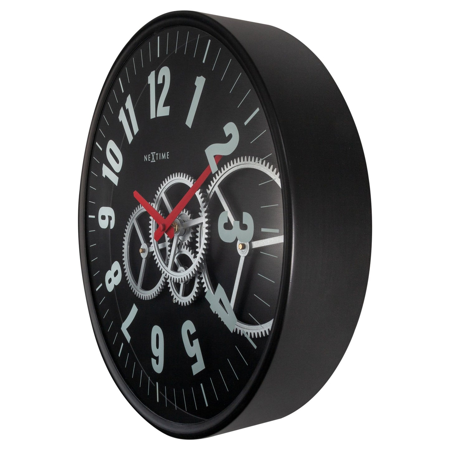 Modern Gear Clock With Moving Gears - 36cm - Metal/Glass