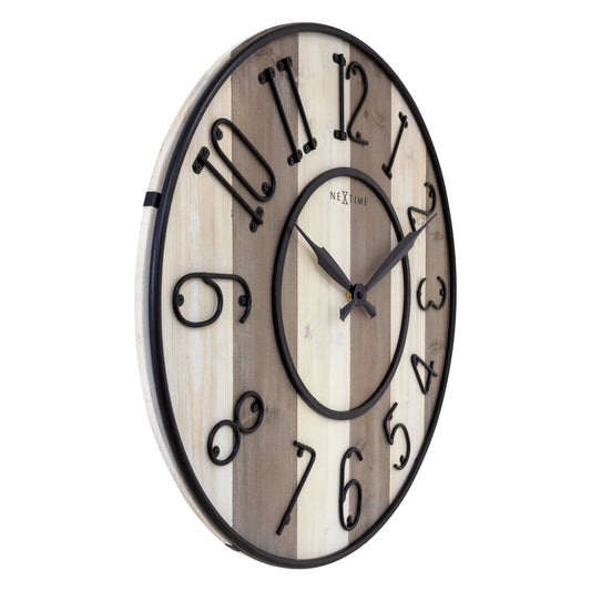 Large Wall Clock - 50cm - Silent - Wood Metal - "Oxford"