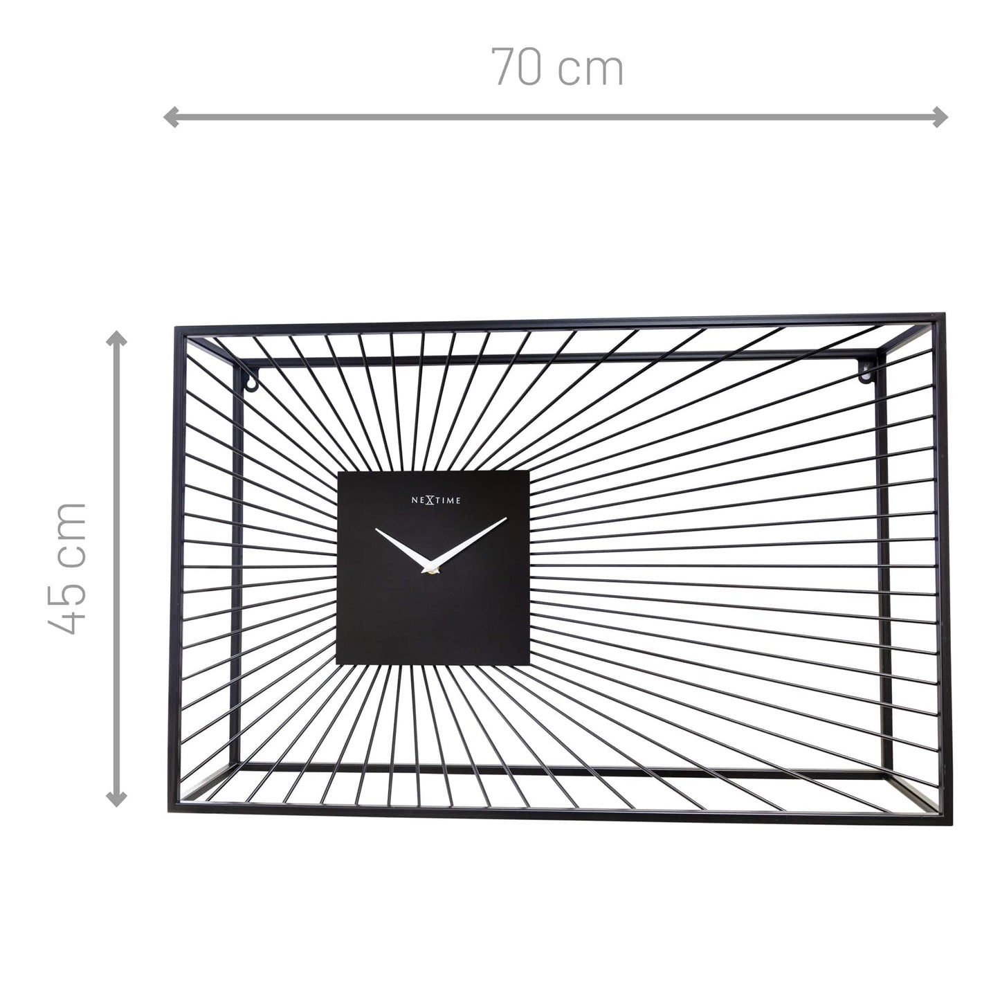 Large Wall Clock 70x45x15cm - Silent - Black - Metal - "Vasco"