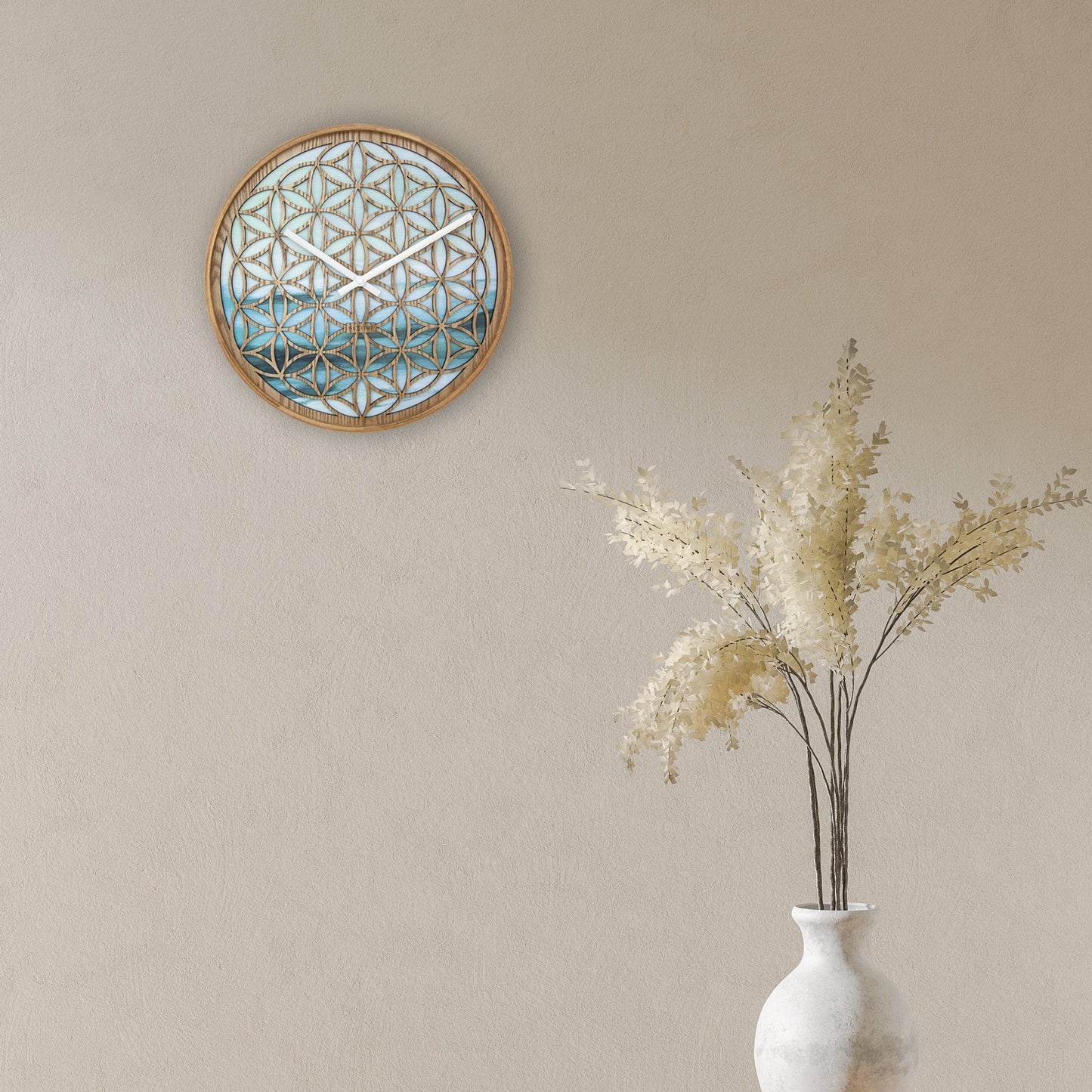 Wall clock 40cm - Silent - Green - Wood -"Concord"