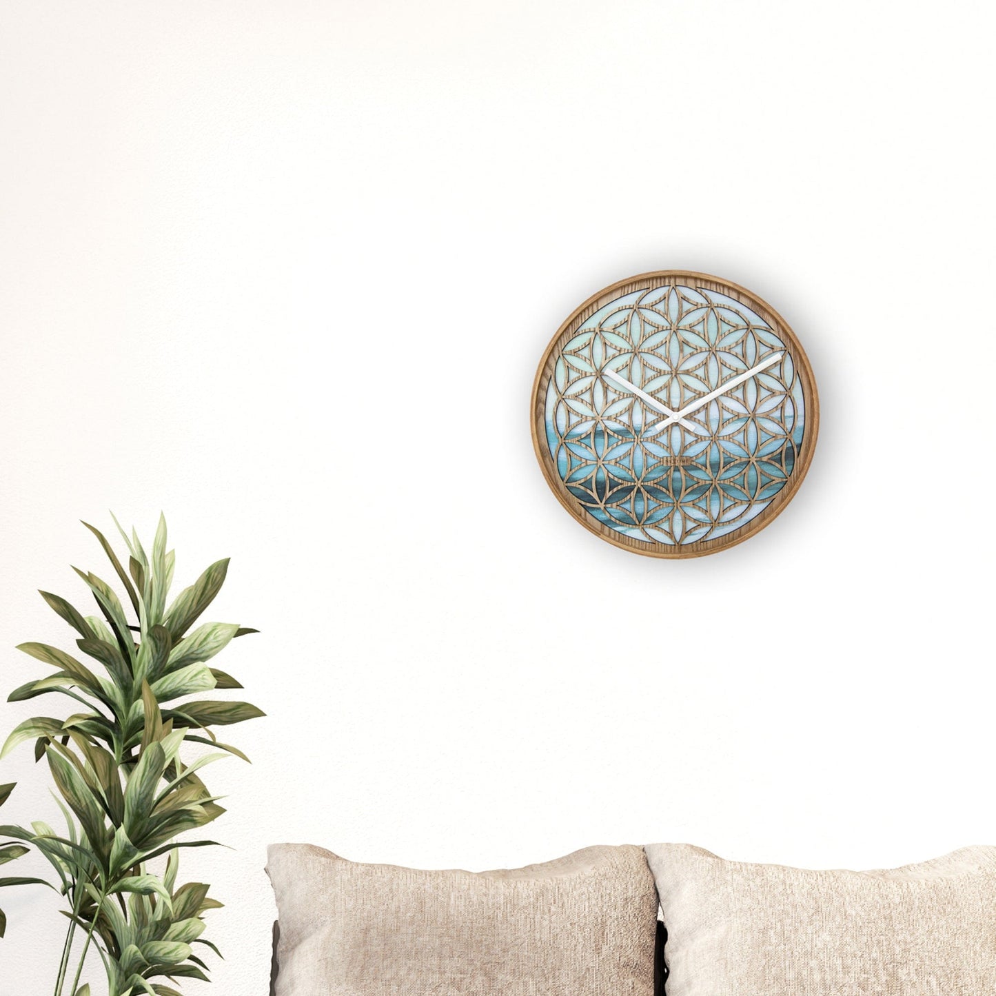 Wall clock 40cm - Silent - Green - Wood -"Concord"