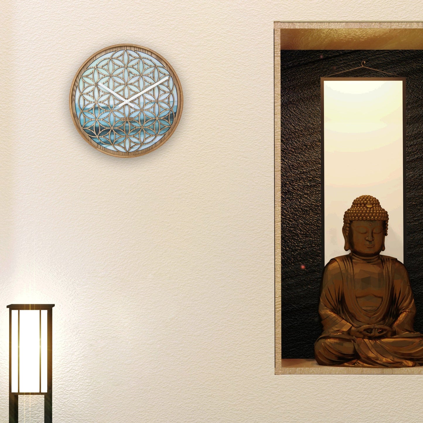 Wall clock 40cm - Silent - Green - Wood -"Concord"