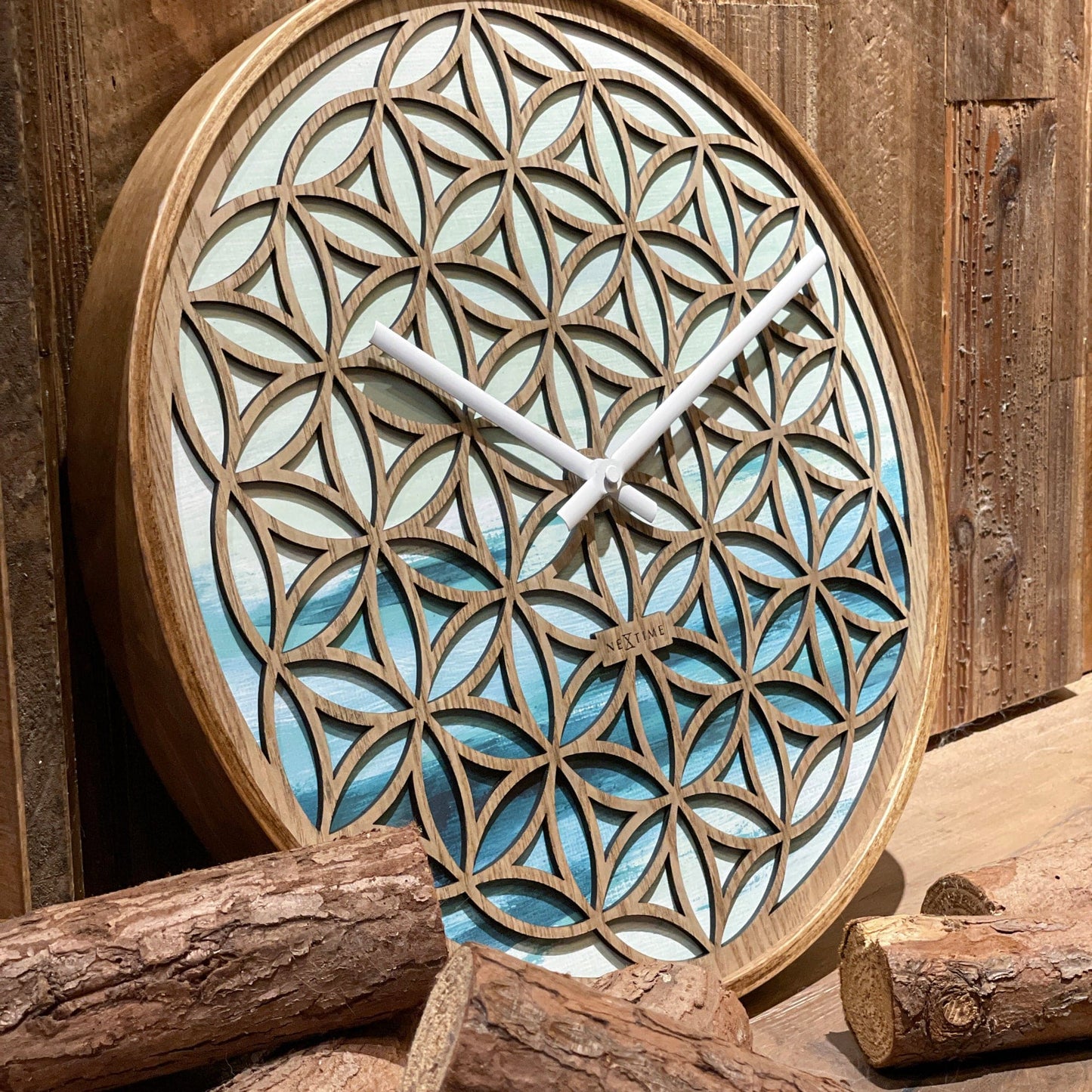 Wall clock 40cm - Silent - Green - Wood -"Concord"