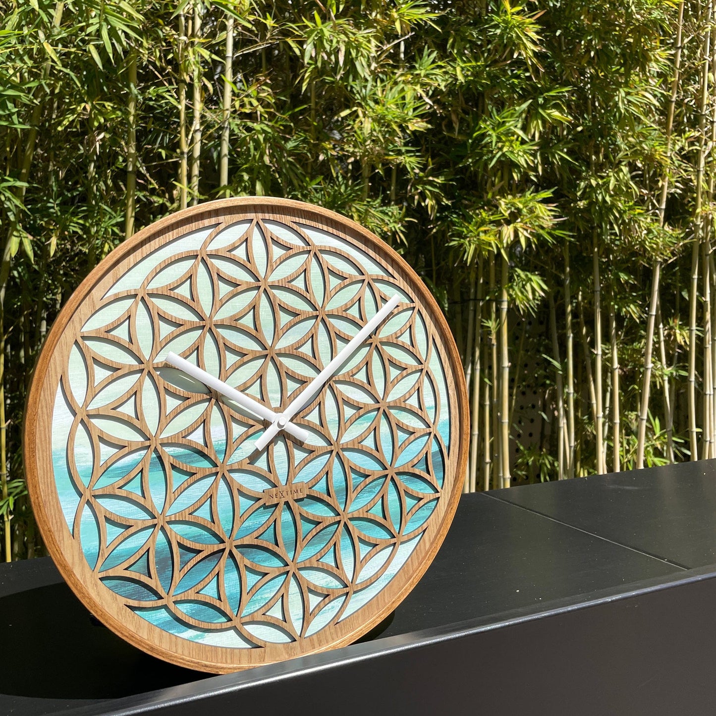 Wall clock 40cm - Silent - Green - Wood -"Concord"