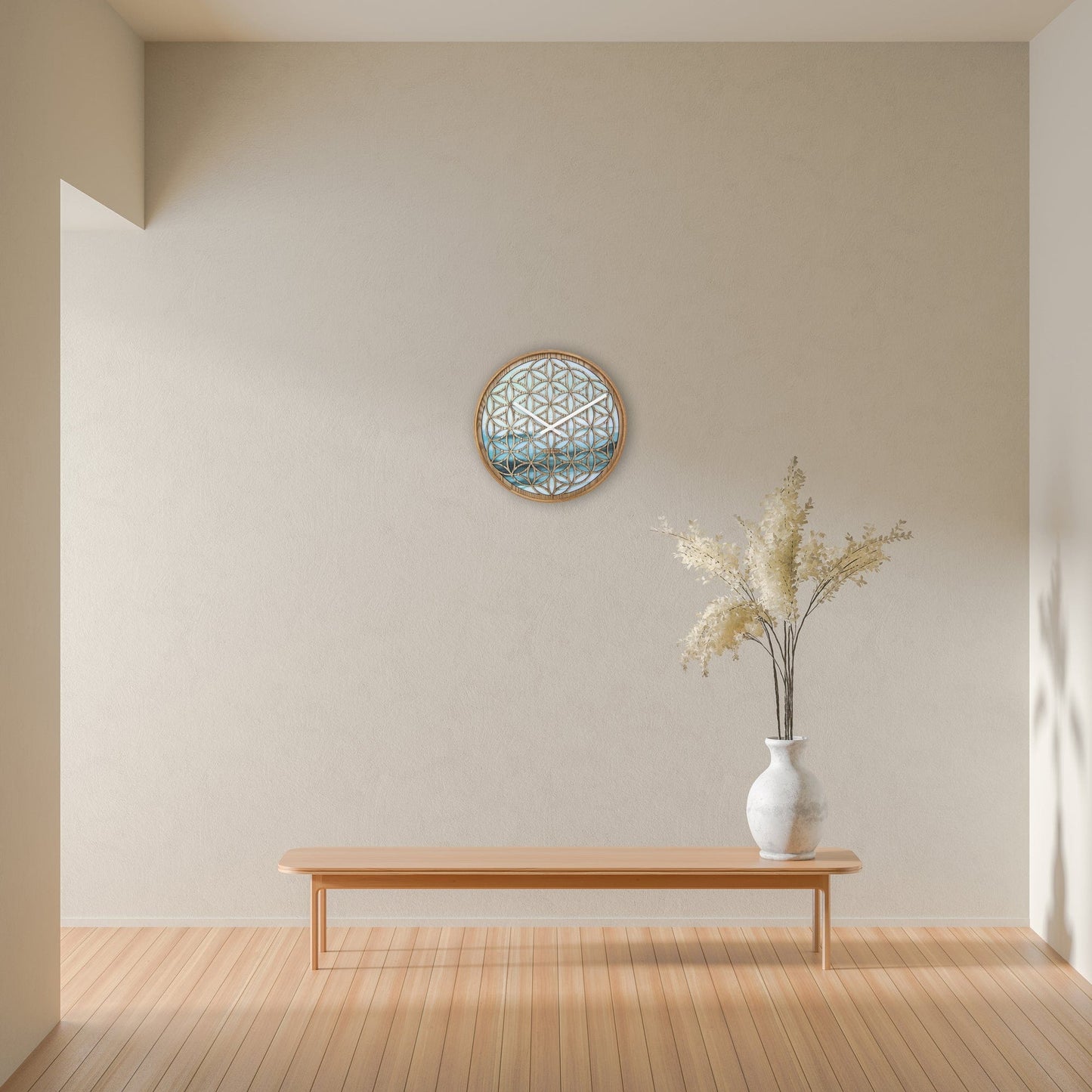 Wall clock 40cm - Silent - Green - Wood -"Concord"