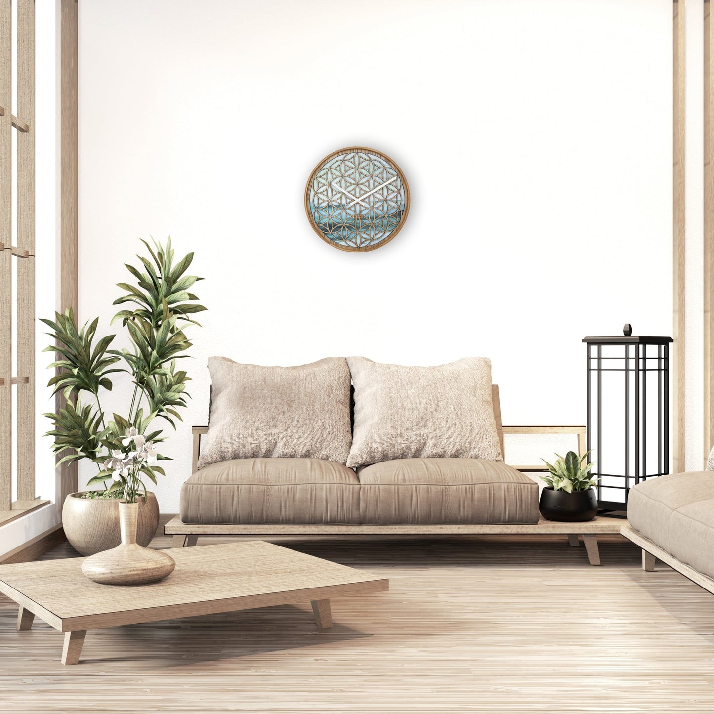 Wall clock 40cm - Silent - Green - Wood -"Concord"