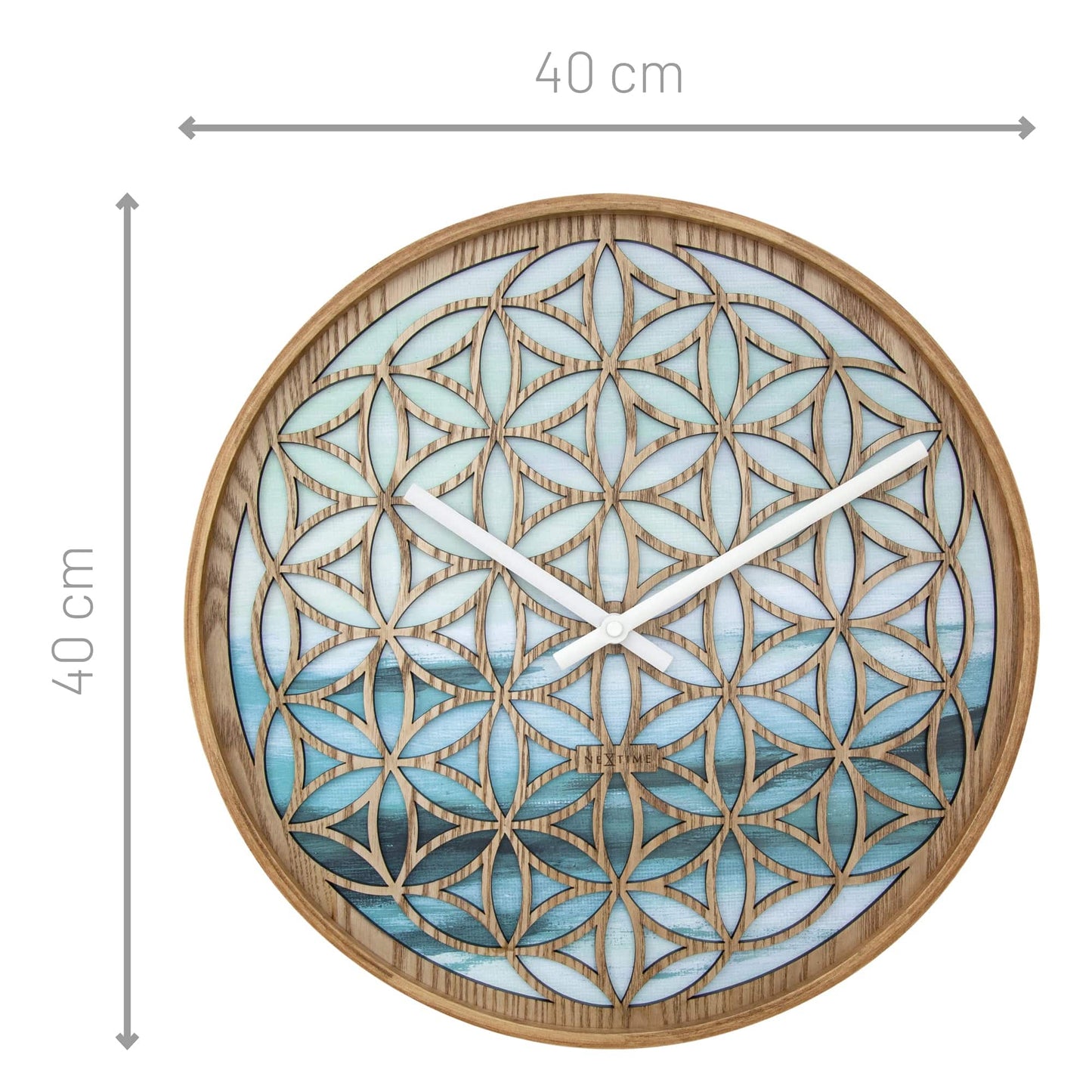 Wall clock 40cm - Silent - Green - Wood -"Concord"