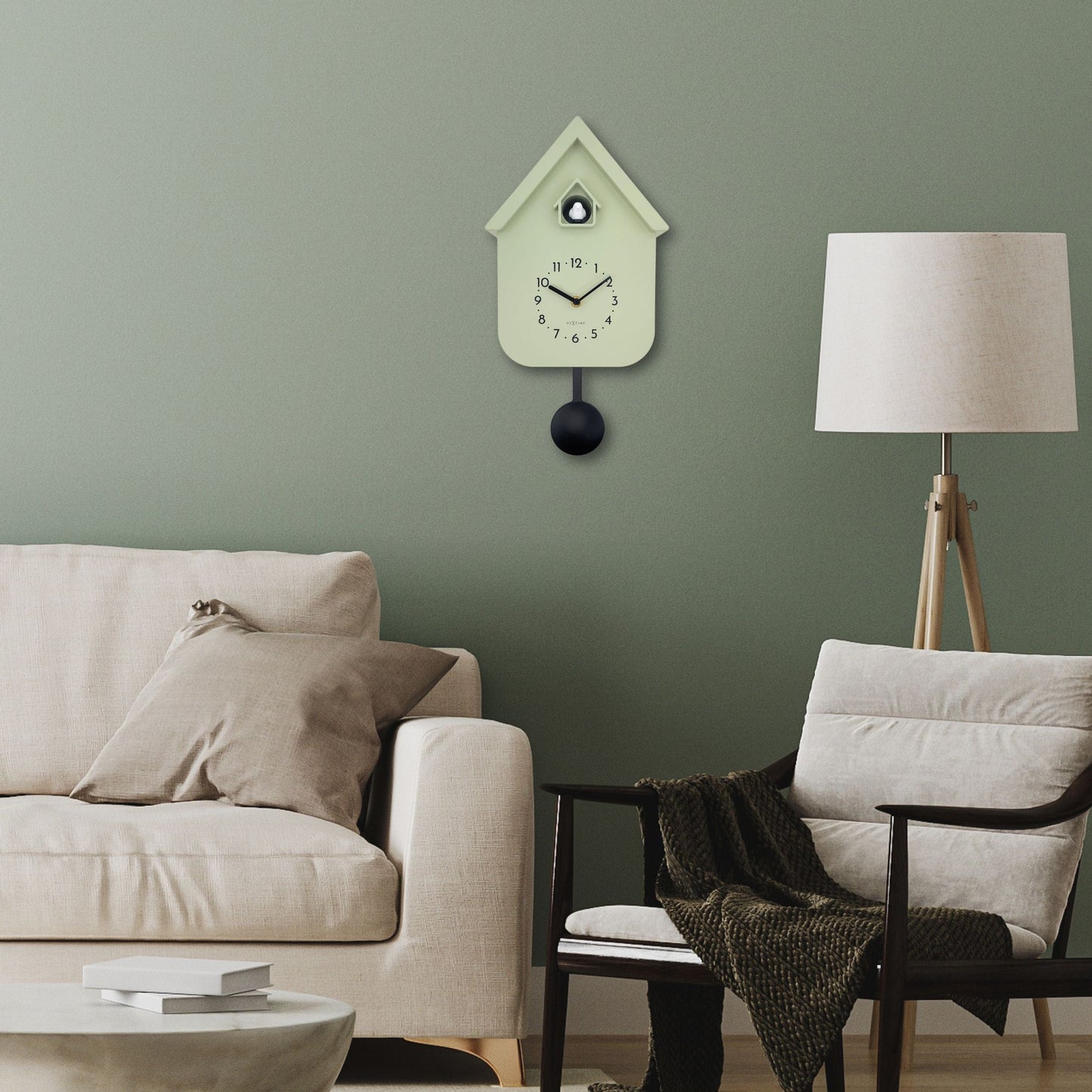 Wall clock 21.5x41.5x8.5cm - Pendulum - Cuckoo -NeXtime 'Twitter'