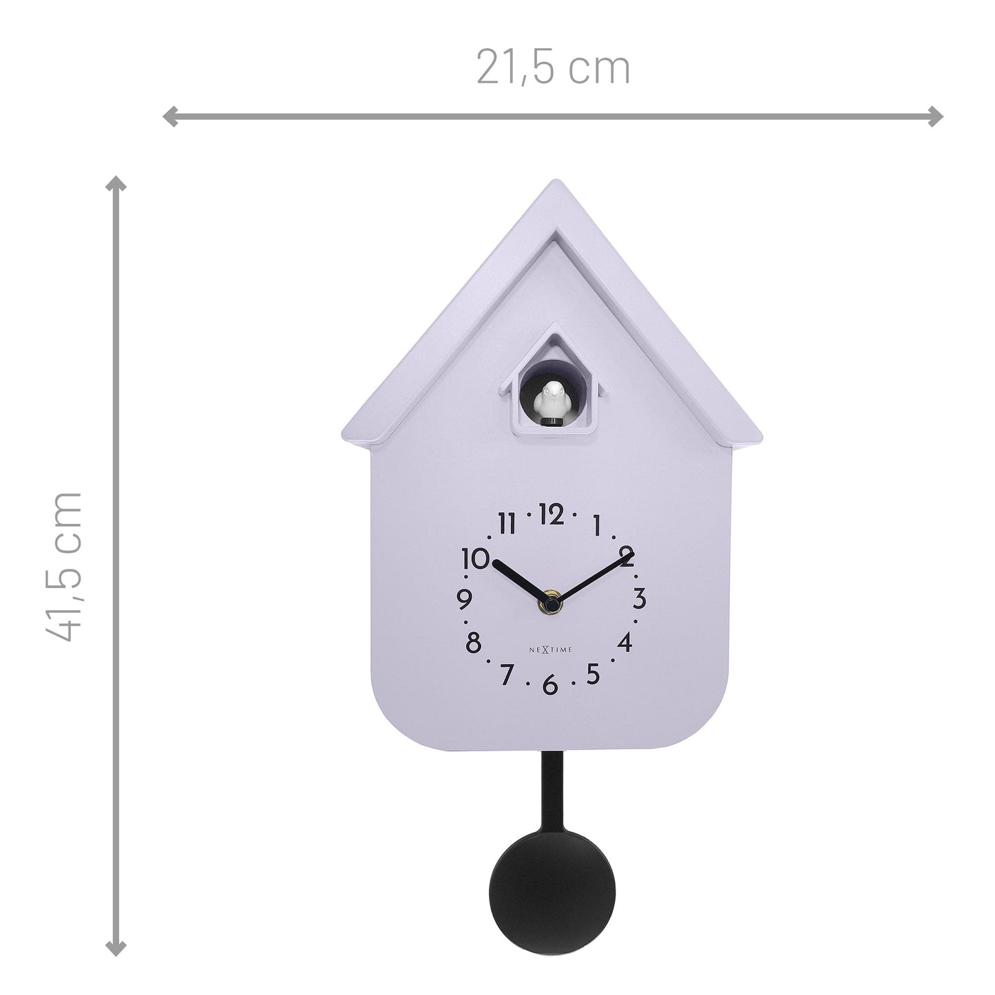 Wall clock 21.5x41.5x8.5cm - Pendulum - Cuckoo -NeXtime 'Twitter'