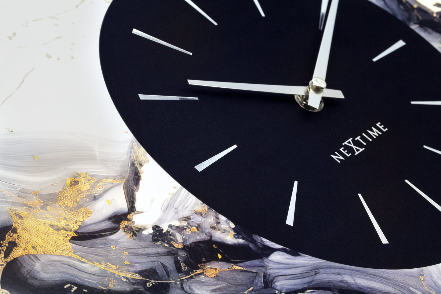 Large Wall Clock 48cm-Silent-Aluminium-NeXtime 'Marble Duo'