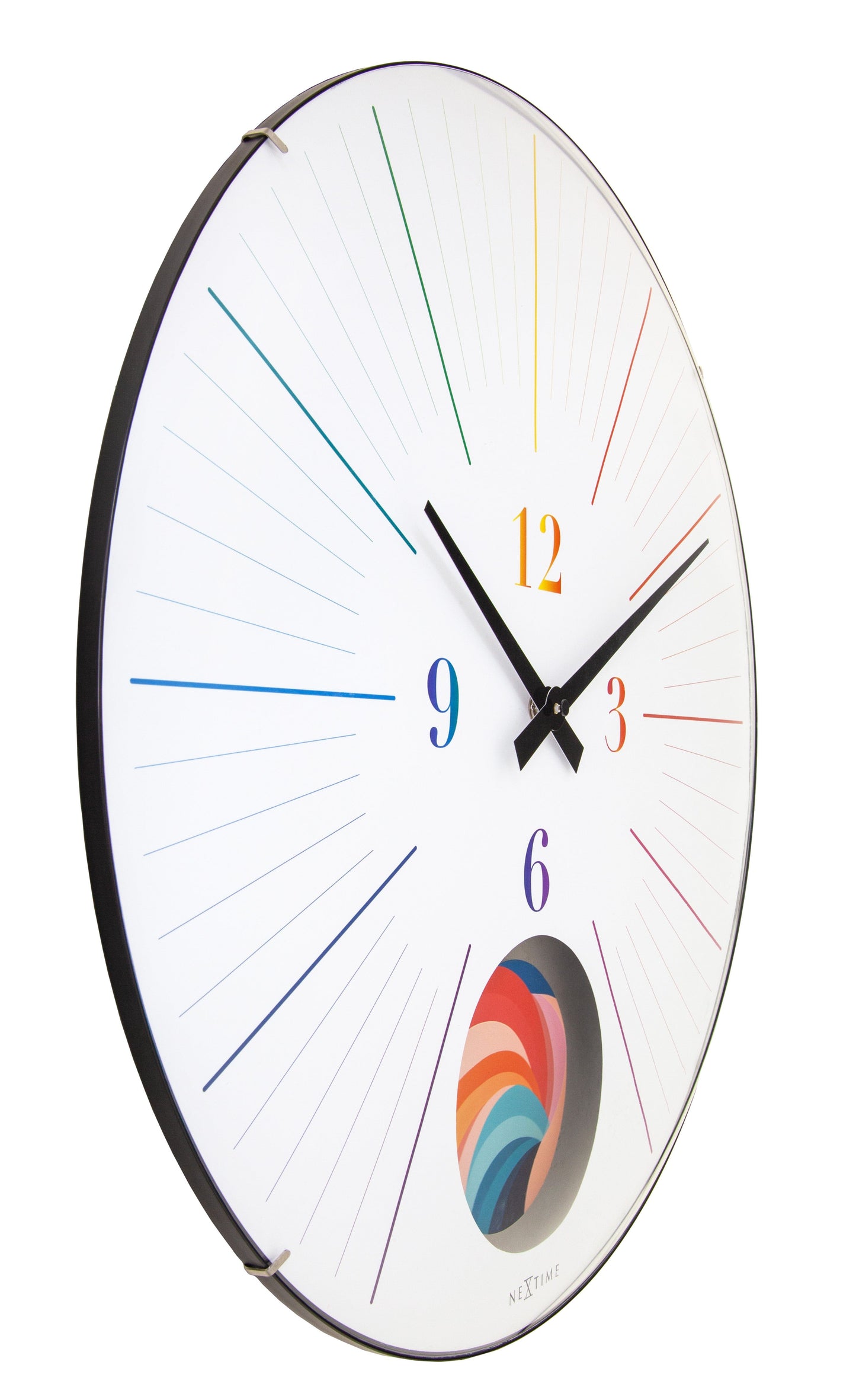 Large Wall Clock 50cm Domed Glass Lens-Silent-Pendulum-NeXtime 'Duomo 50 Pendulum'