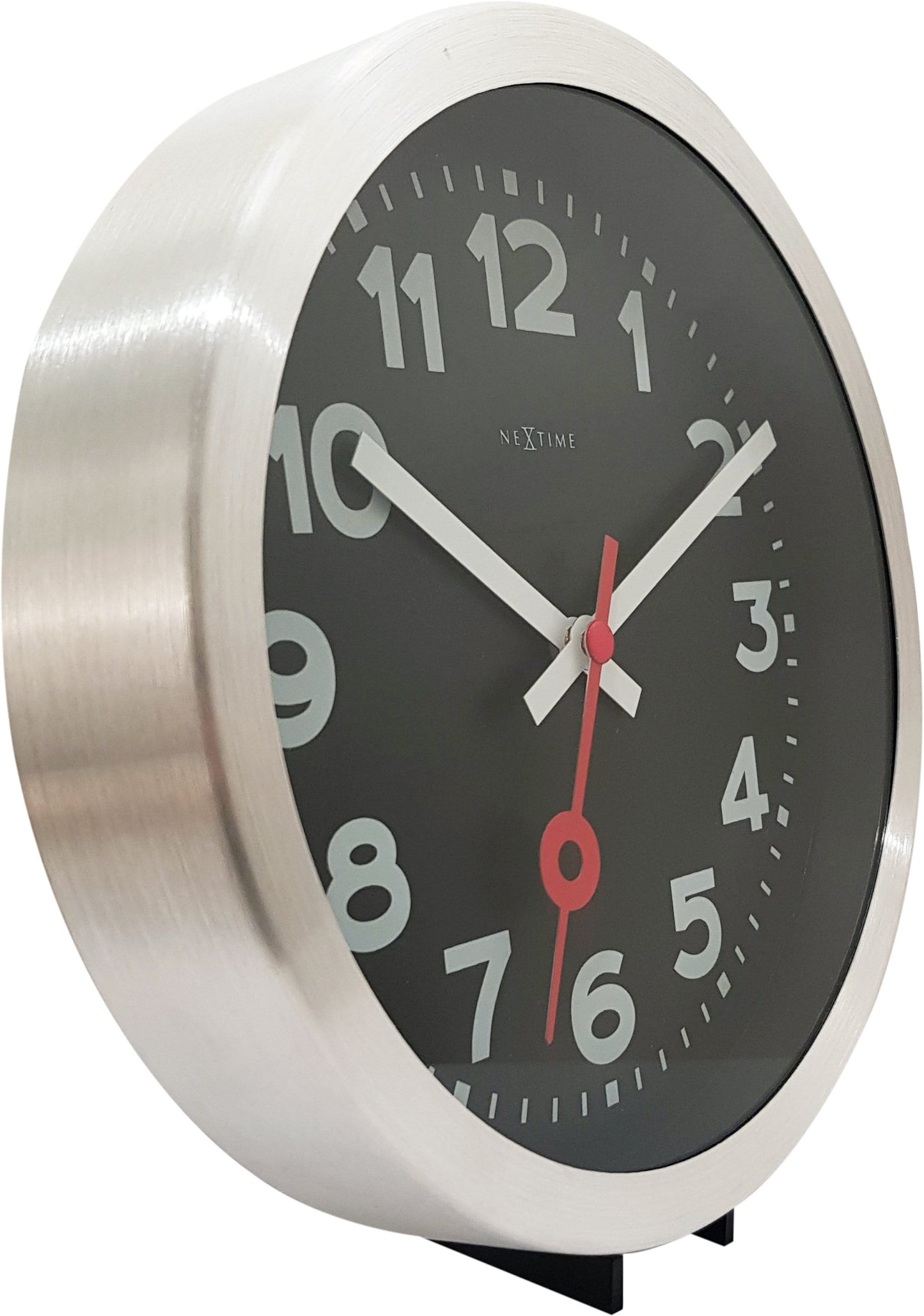Wall clock/Table clock - Black - Aluminum - 'Station Numbers'