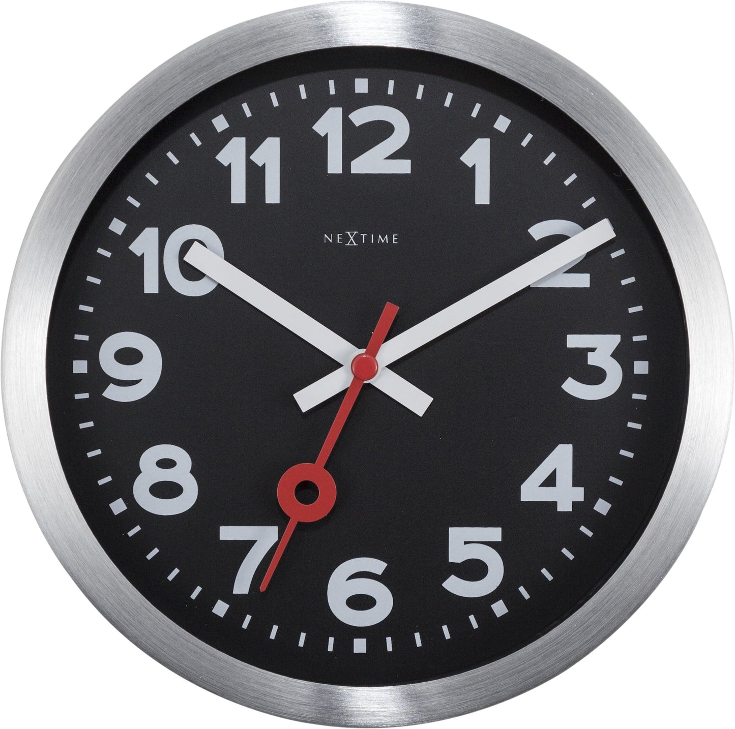Wall clock/Table clock - Black - Aluminum - 'Station Numbers'