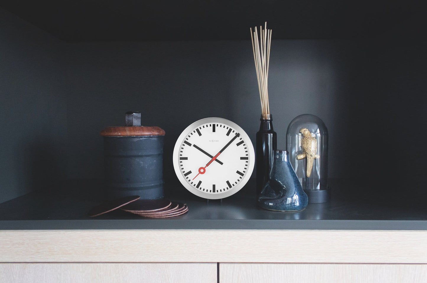Wall clock/Table clock - Aluminum - 'Station Stripe'