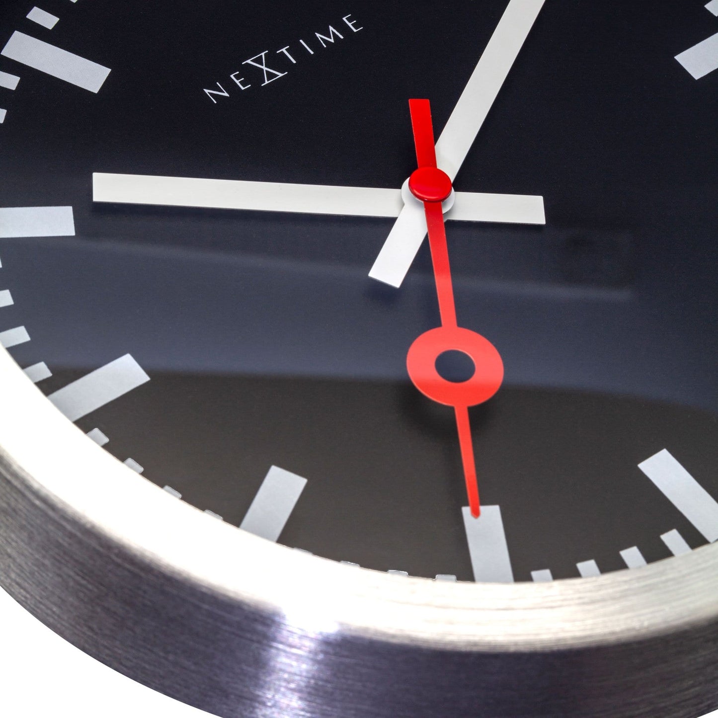 Wall clock/Table clock - Black - Aluminum - 'Station Stripe'