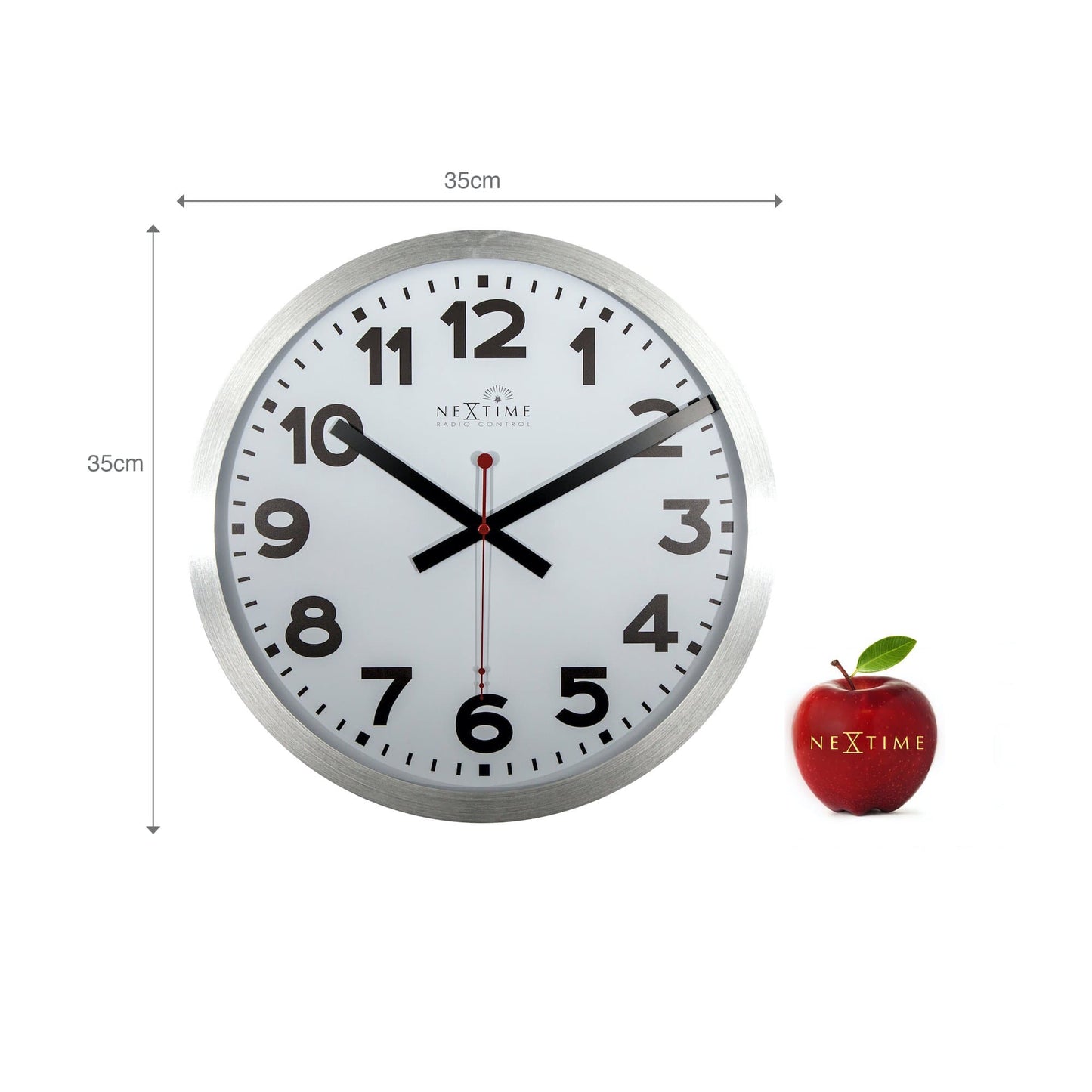 Wall clock - 35 cm - Aluminum - 'Station Radio Controlled (DCF) Numbers'