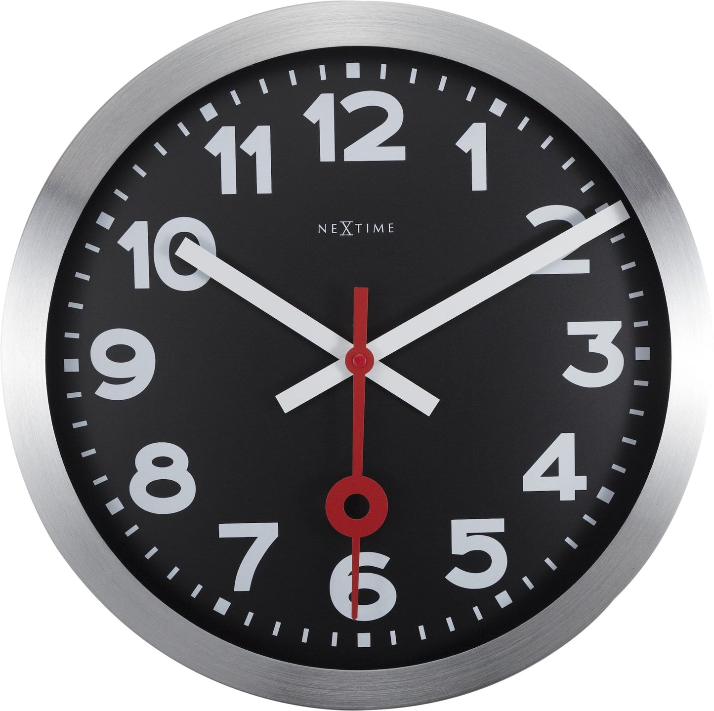 Wall clock/Table clock - Black - Aluminum - 'Station Numbers'