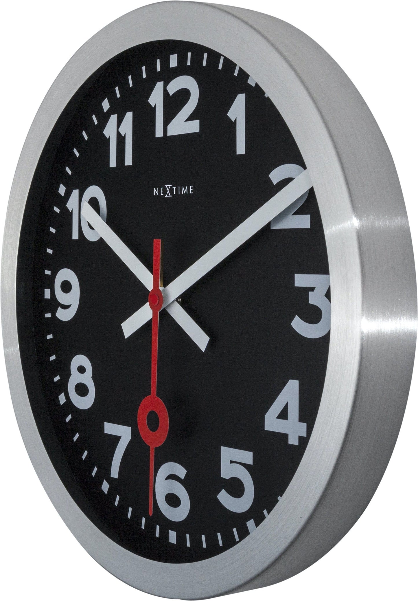 Wall clock/Table clock - Black - Aluminum - 'Station Numbers'