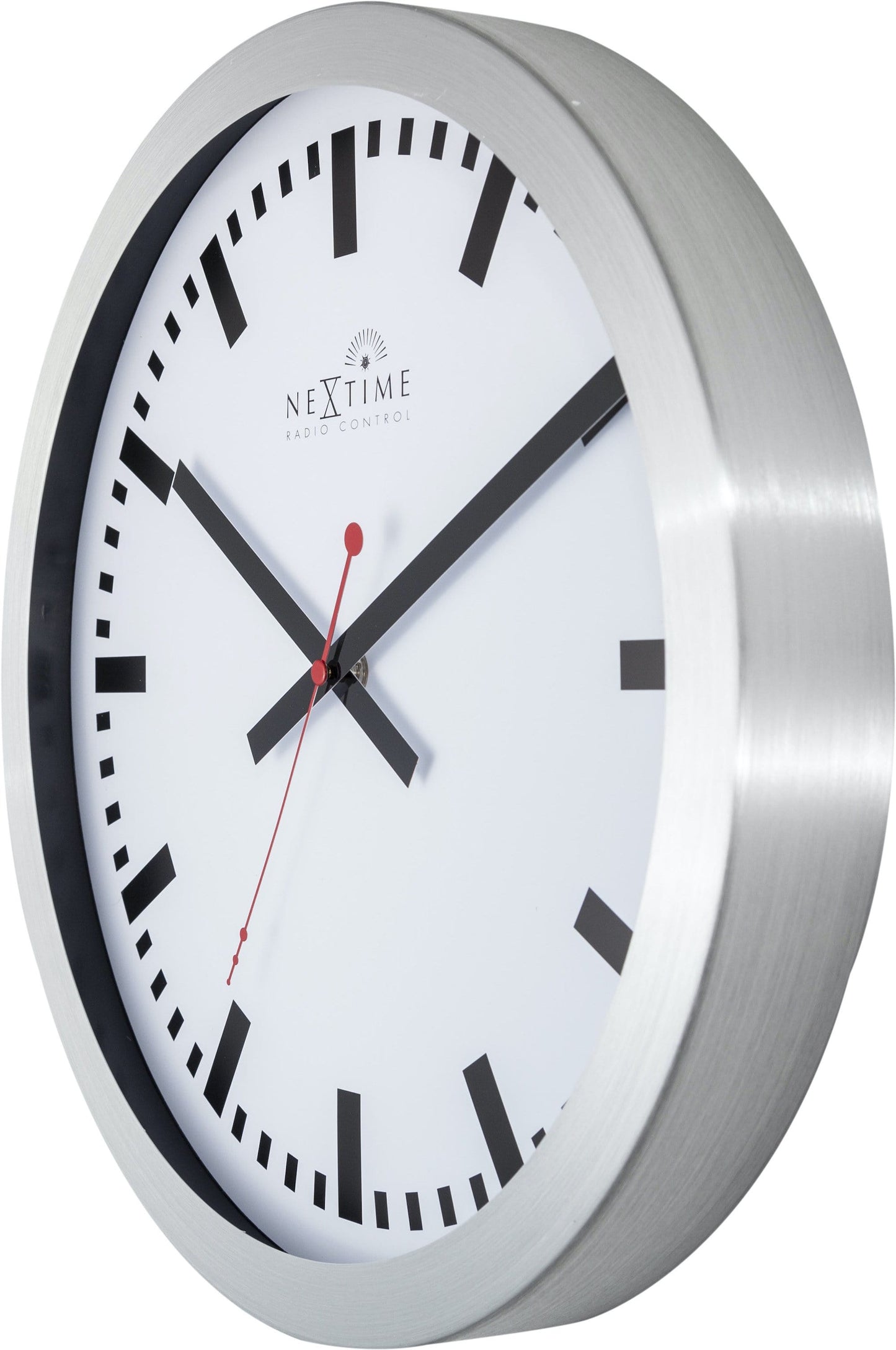 Wall clock - 35 cm - Aluminum - 'Station Radio Controlled (DCF) Stripe'