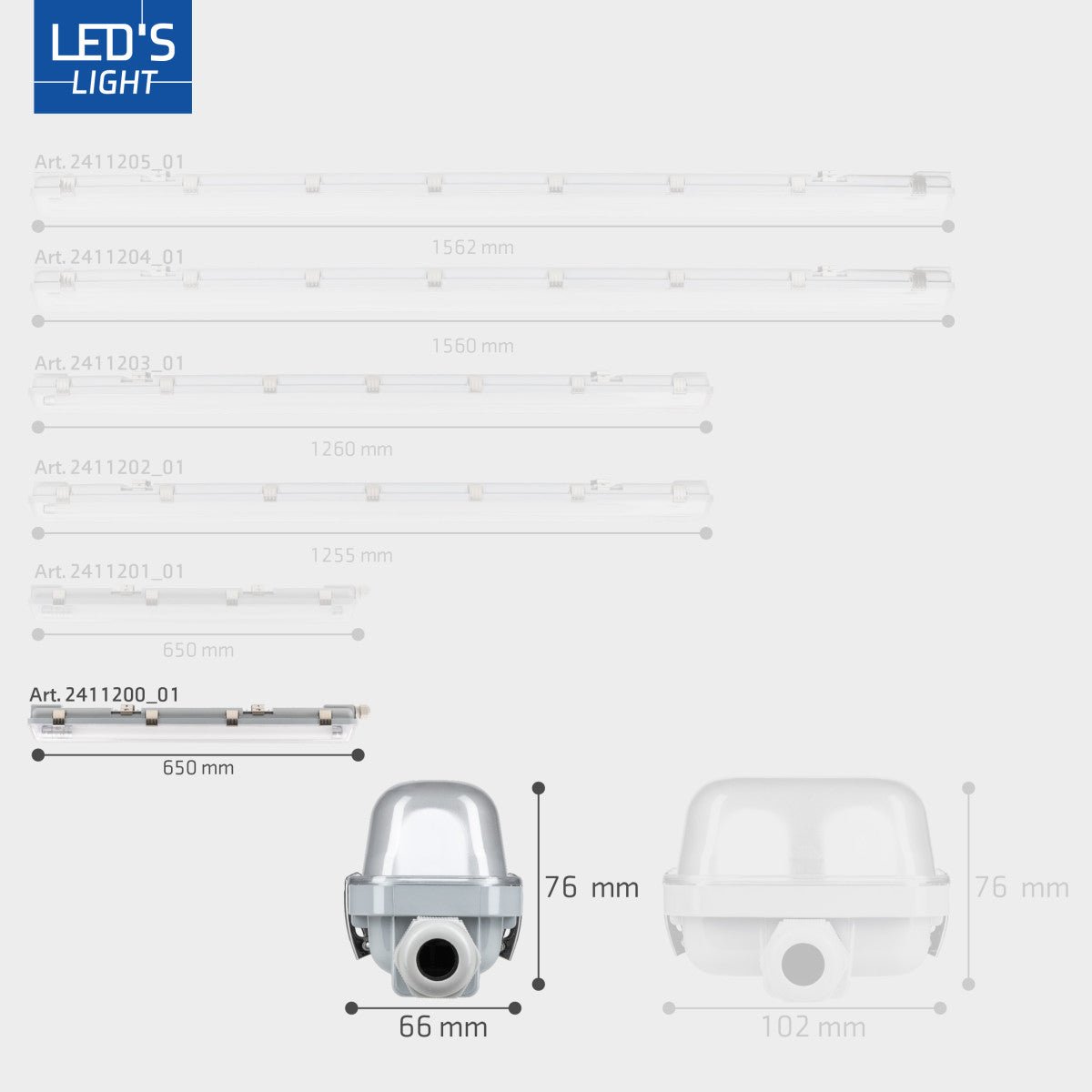 2 PACK - LED's Light Complete LED TL lamp met LED buis 60 cm - Binnen en buiten - 1100 lm - 1x6W