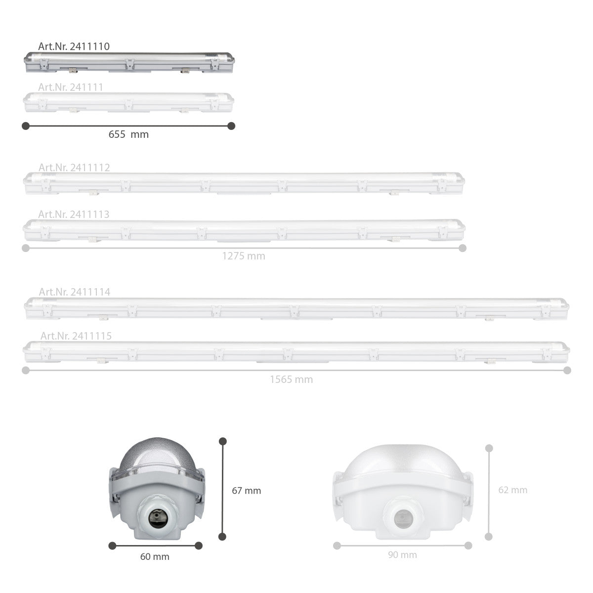 2 PACK - LED's Light LED TL armatuur 60 cm compleet met LED TL buis - 1080lm - 9W - 4000K