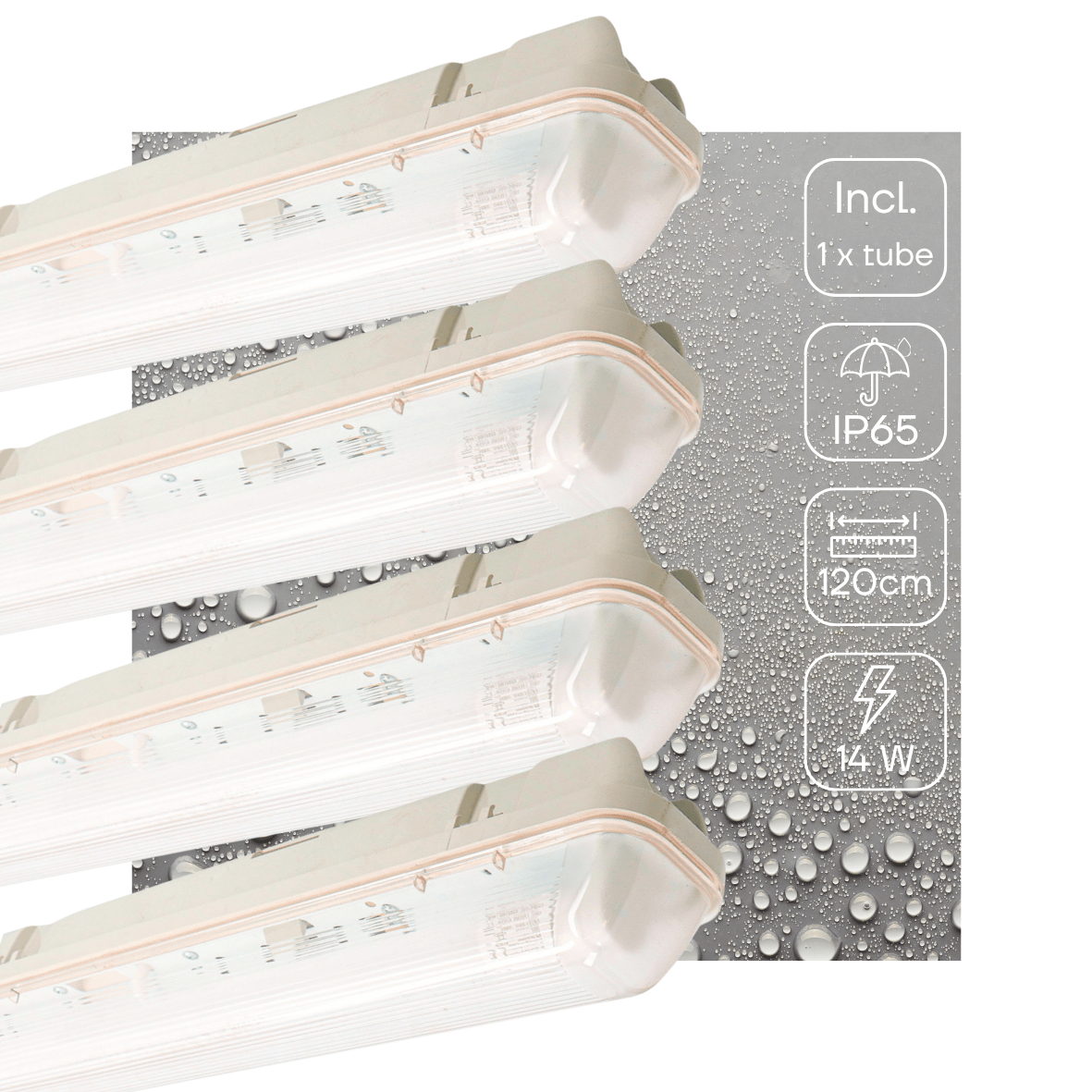 4 PACK - LED's Light LED TL armatuur met sensor 120 cm - Bewegingssensor en nachtsensor - Waterdicht - 2100 lm